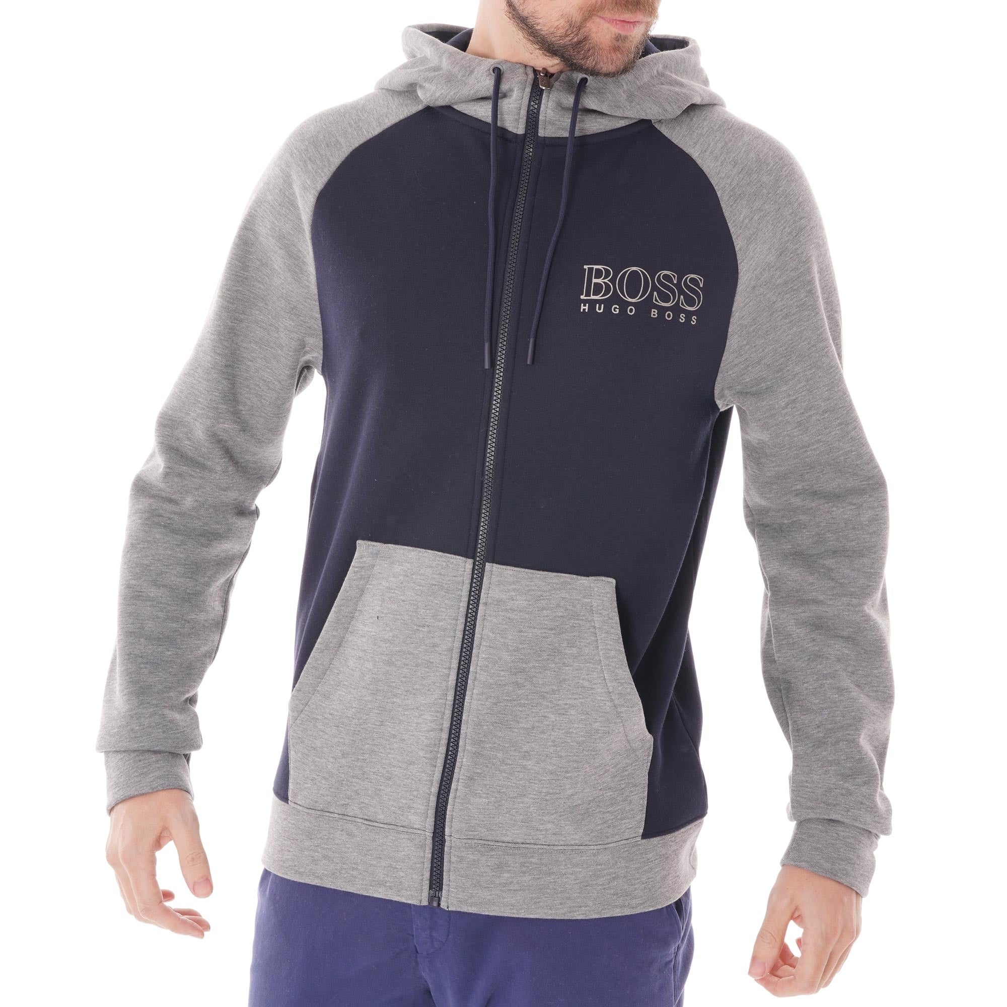 Boss Hooded Colour-Block Contemp Jacket - Dark Blue