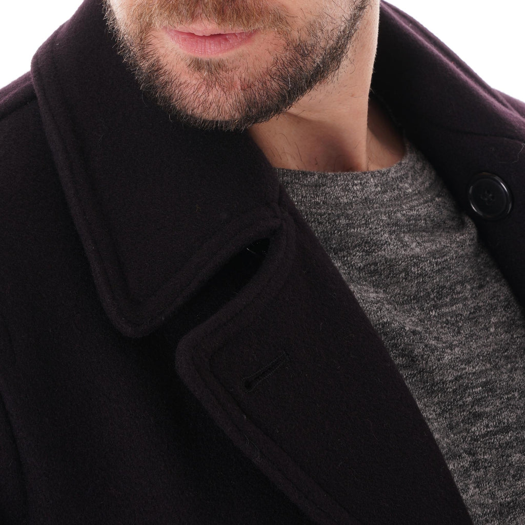Gloverall Churchill Reefer Wool Coat - Navy