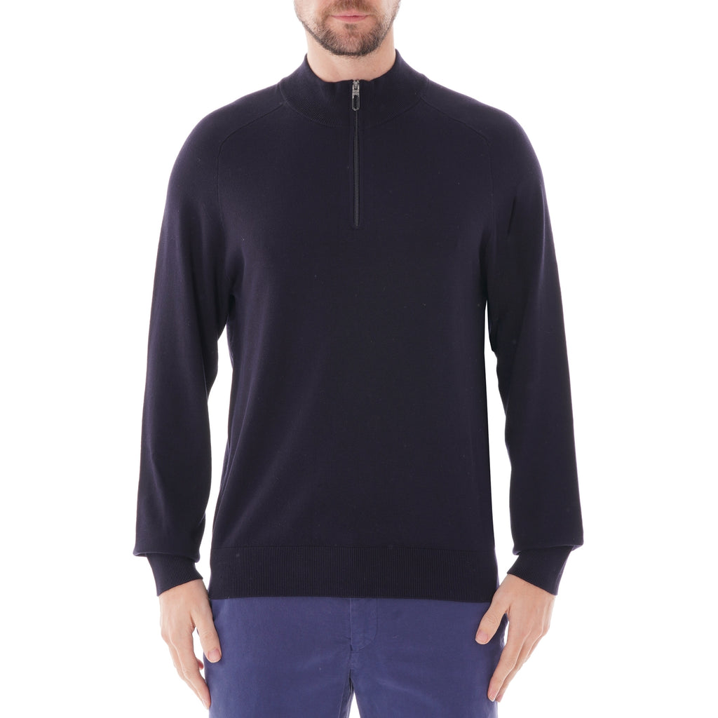 Emporio Armani Quarter-Zip Knit Sweater - Blu Navy