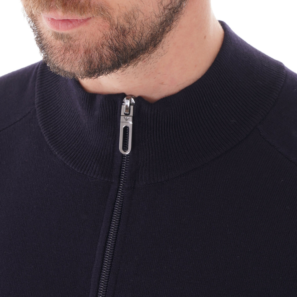 Emporio Armani Quarter-Zip Knit Sweater - Blu Navy