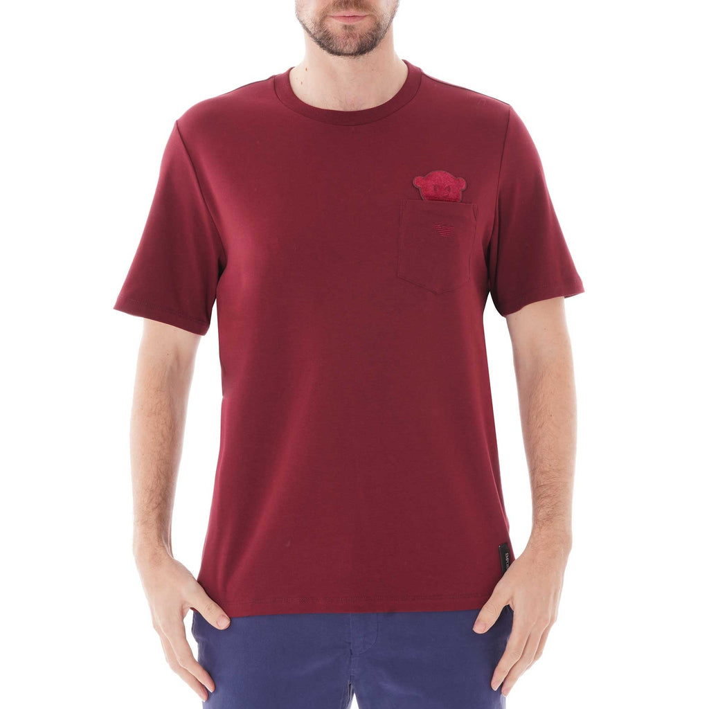 Emporio Armani Manga Bear T-shirt With Breast Pocket - Bordeaux