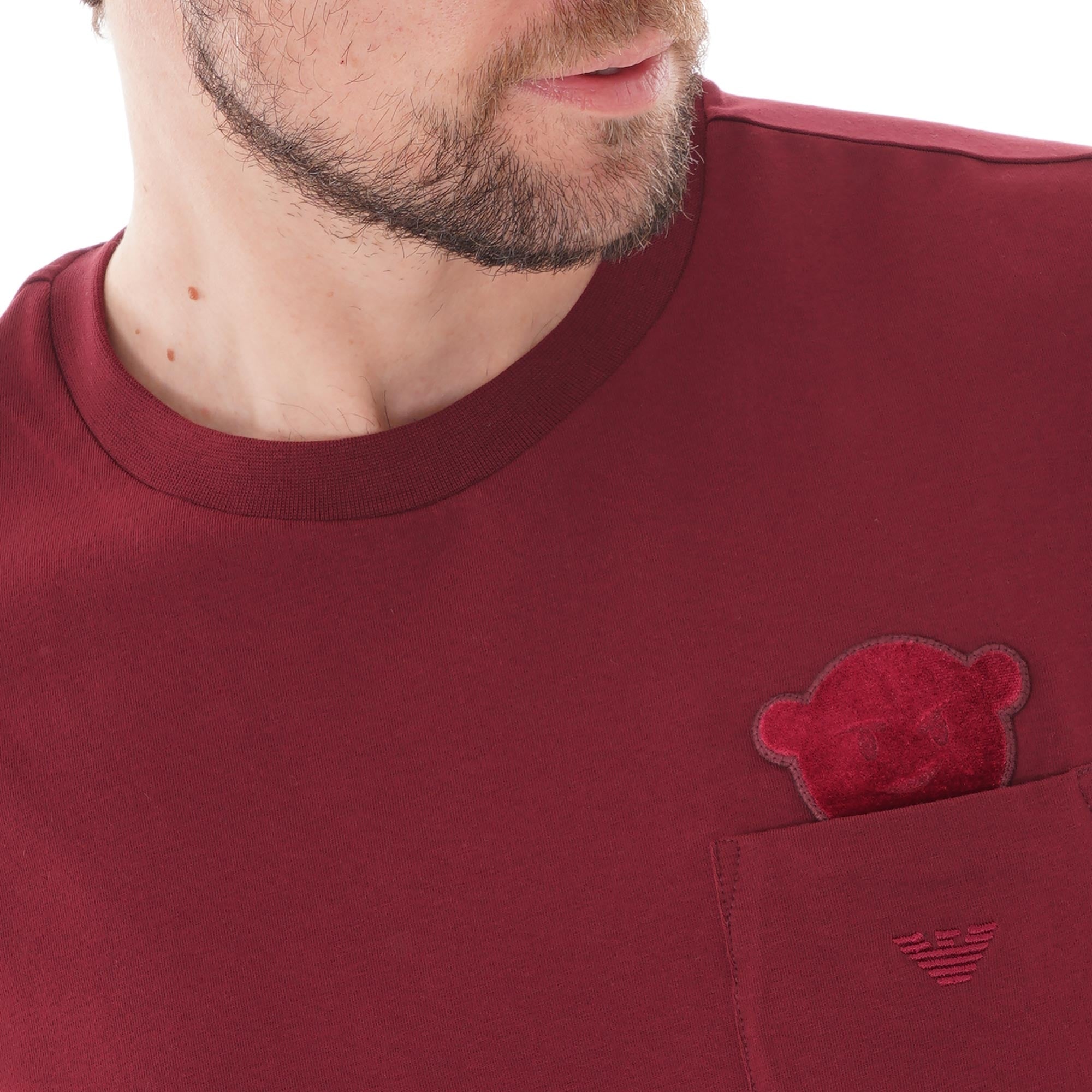 Emporio Armani Manga Bear T-shirt With Breast Pocket - Bordeaux