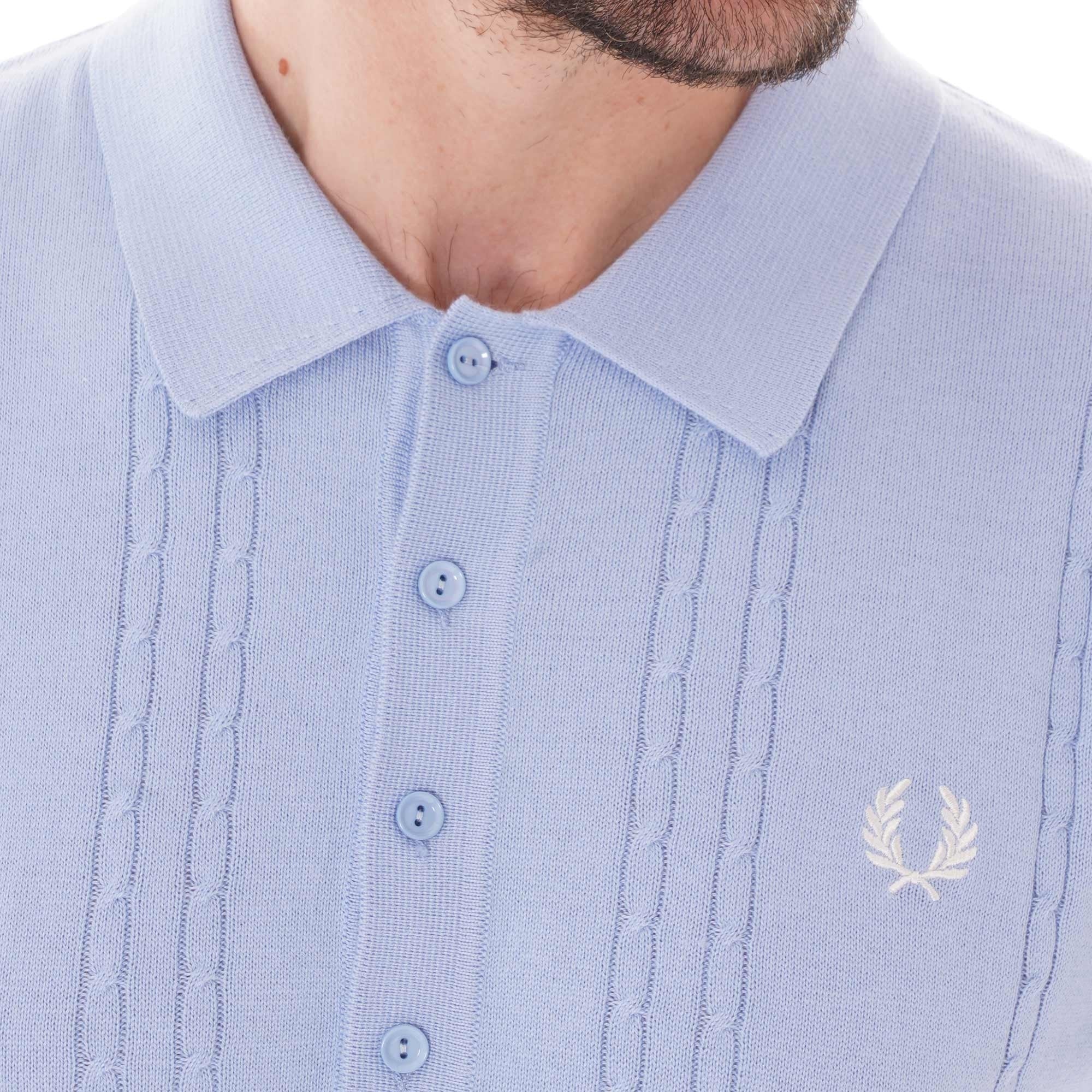 Fred Perry Reissues Cable Knit Shirt - Sky