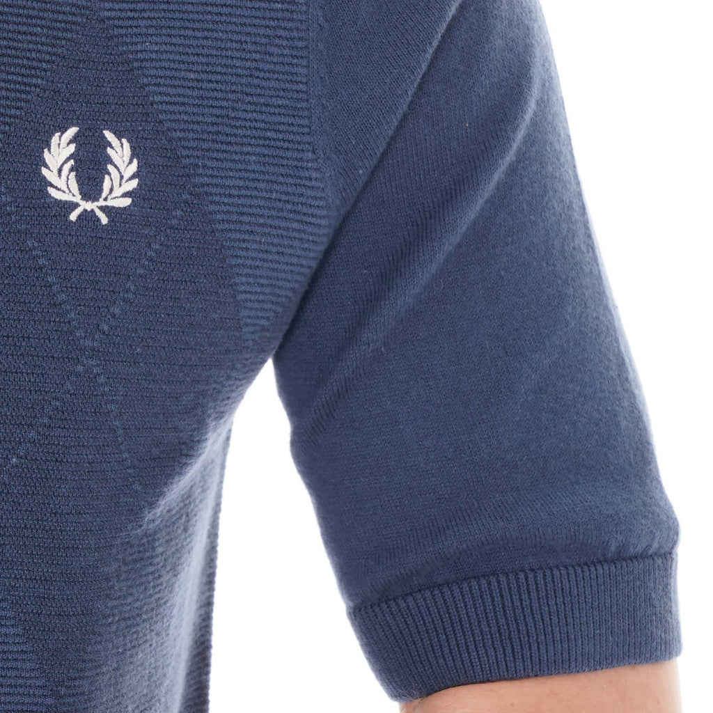 Fred Perry Argyle Knitted Polo Shirt - Insignia Blue