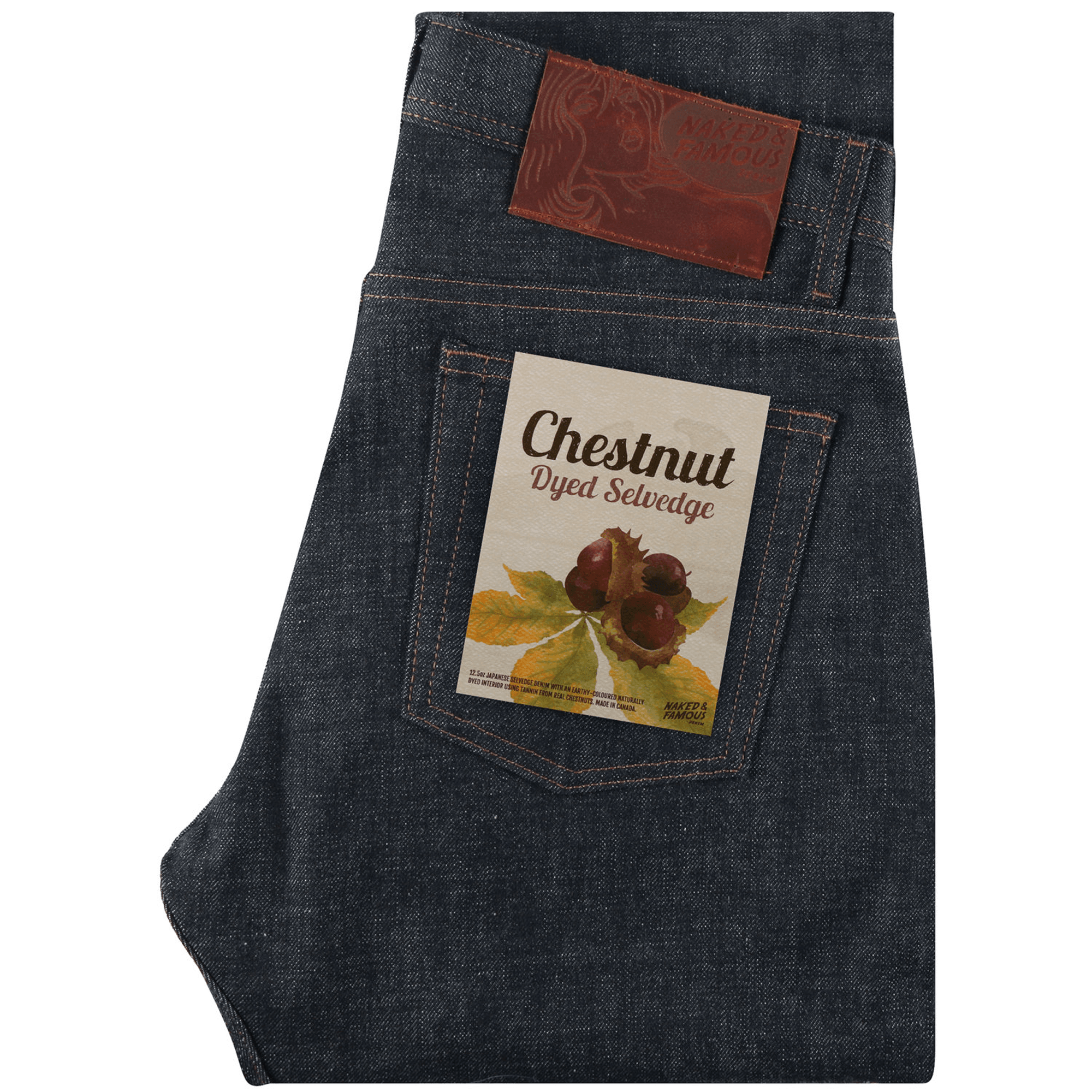 Naked and Famous Denim Chestnut Dyed Selvedge Weird Guy - Indigo