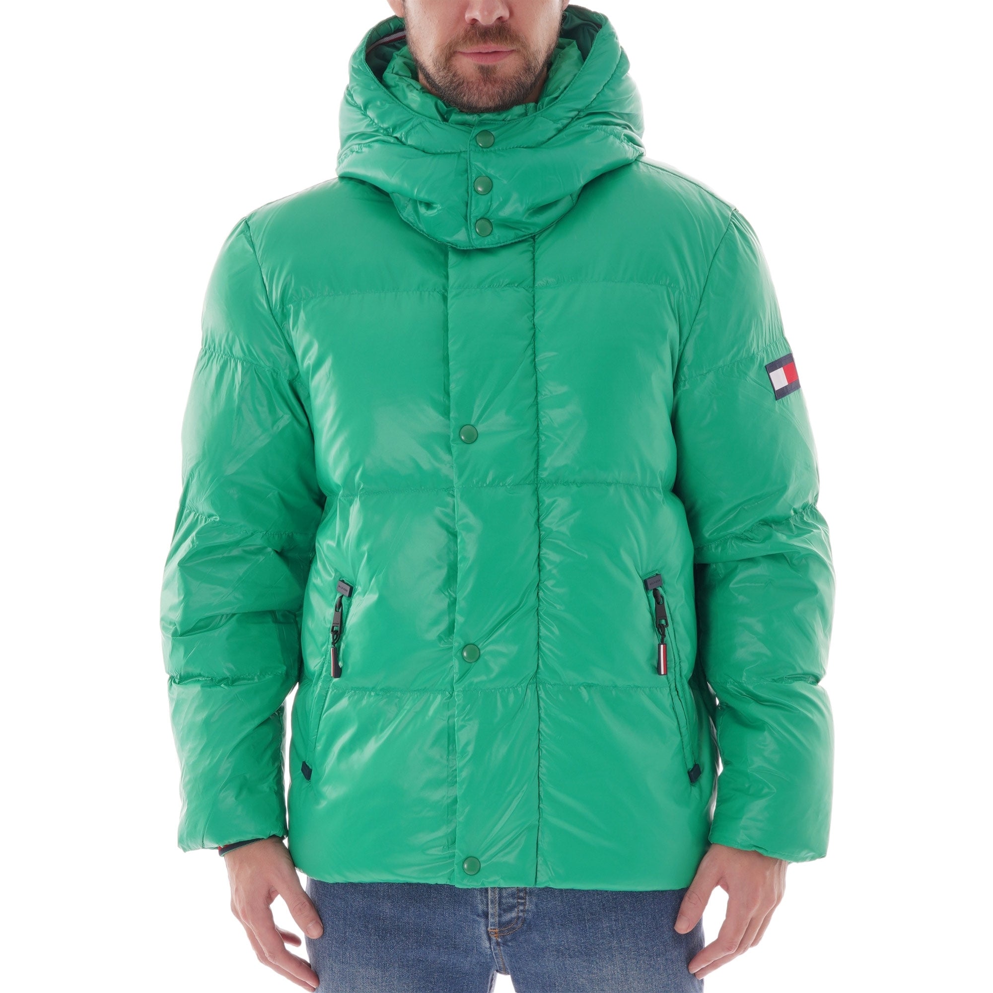 Tommy Hilfiger Shiny Hooded Bomber - Jolly Green