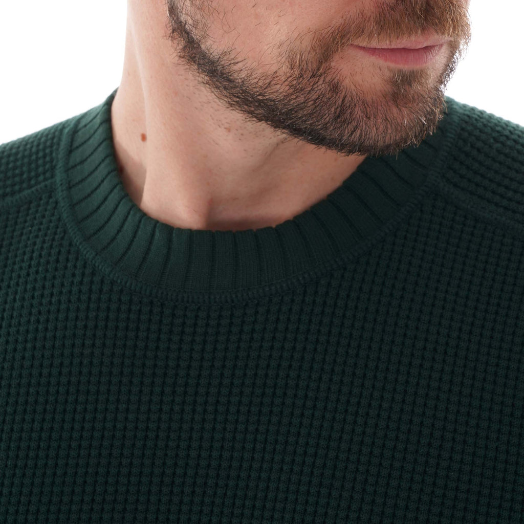 Fred Perry Waffle Texture Crew Neck Jumper - Evergreen