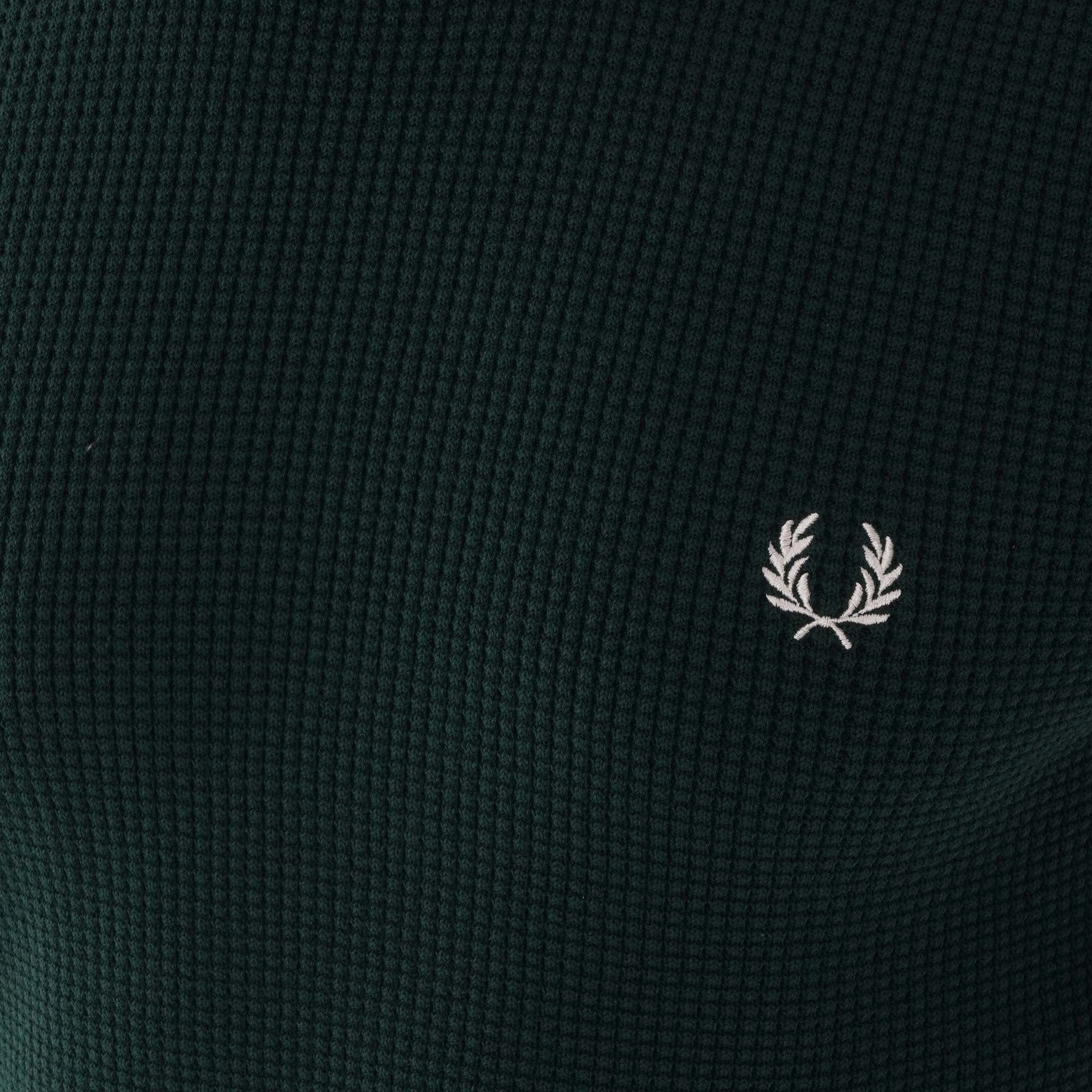Fred Perry Waffle Texture Crew Neck Jumper - Evergreen