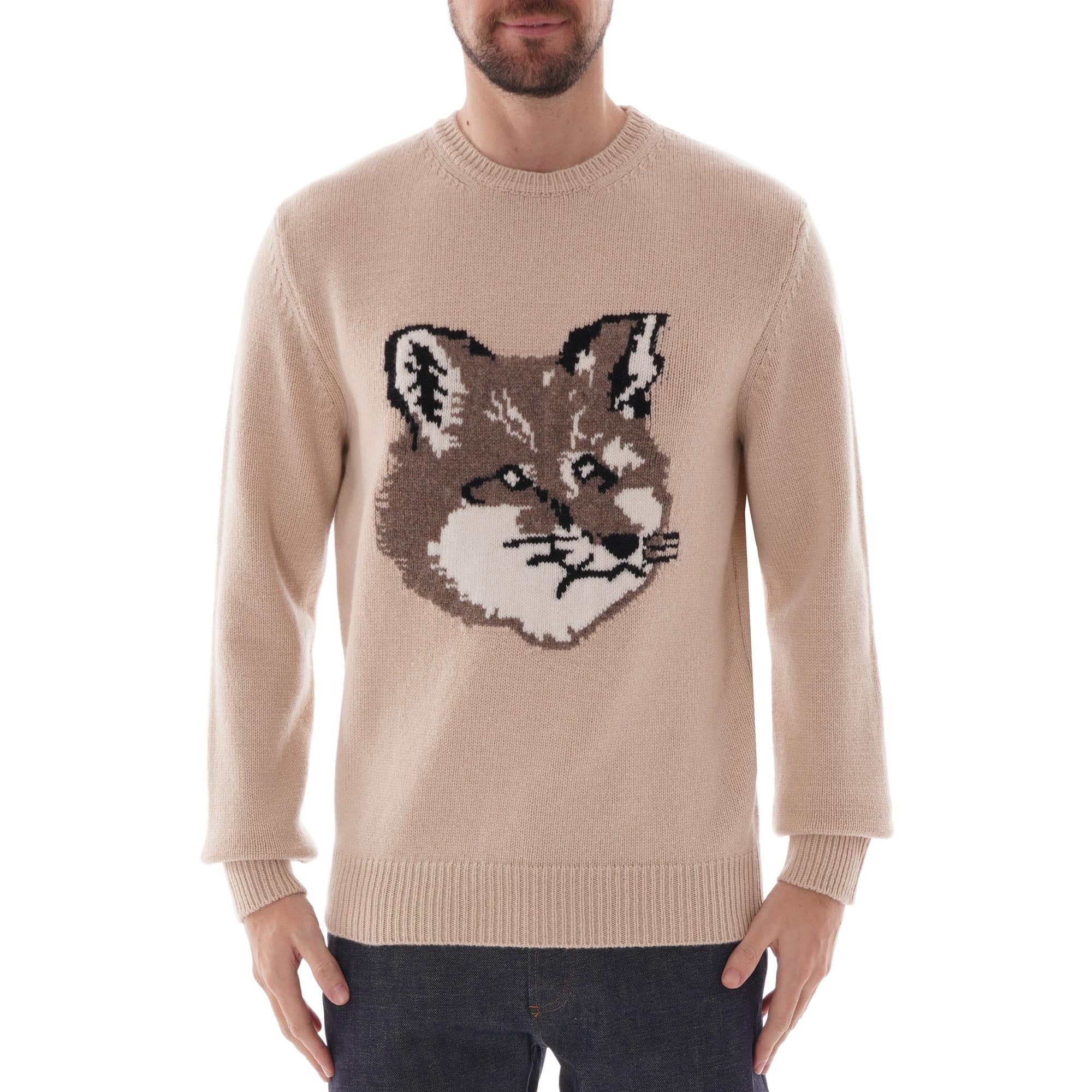 Maison Kitsune Fox Head Pullover - Ecru