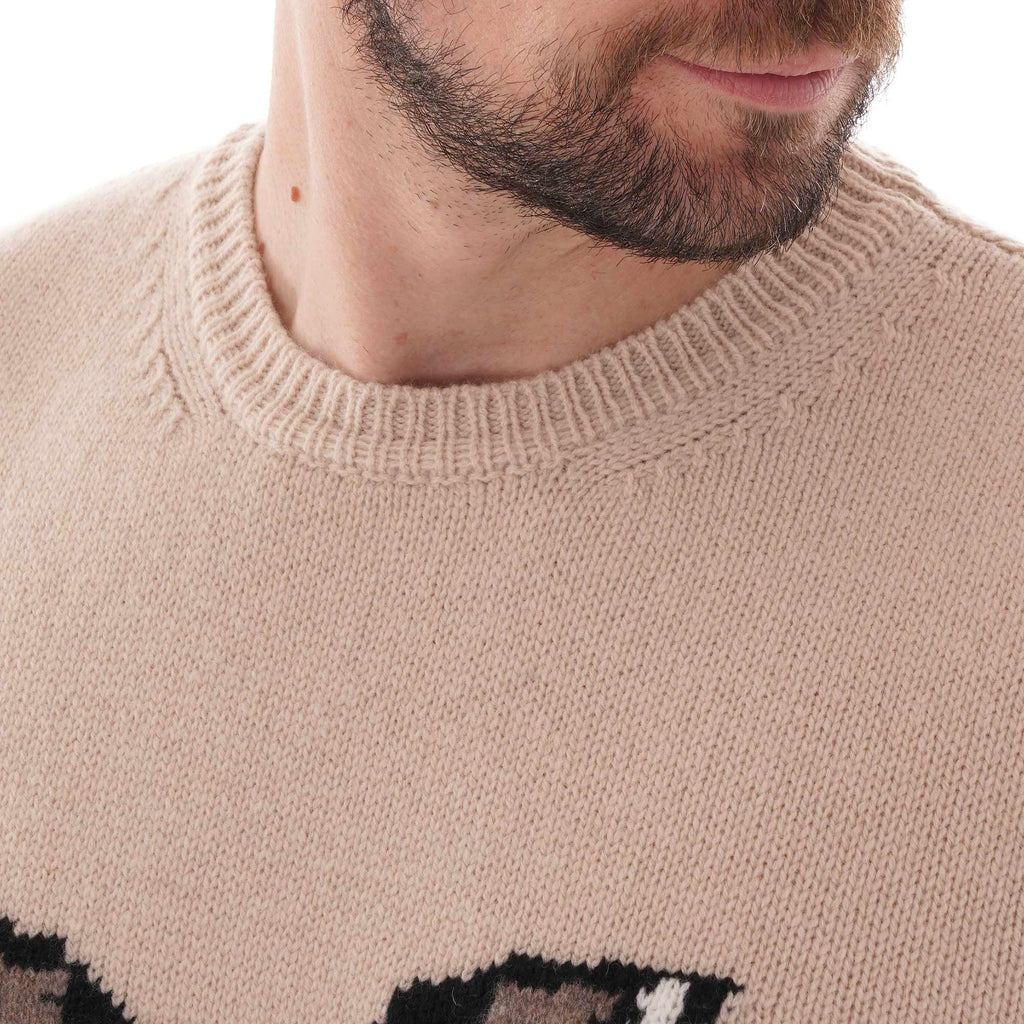 Maison Kitsune Fox Head Pullover - Ecru