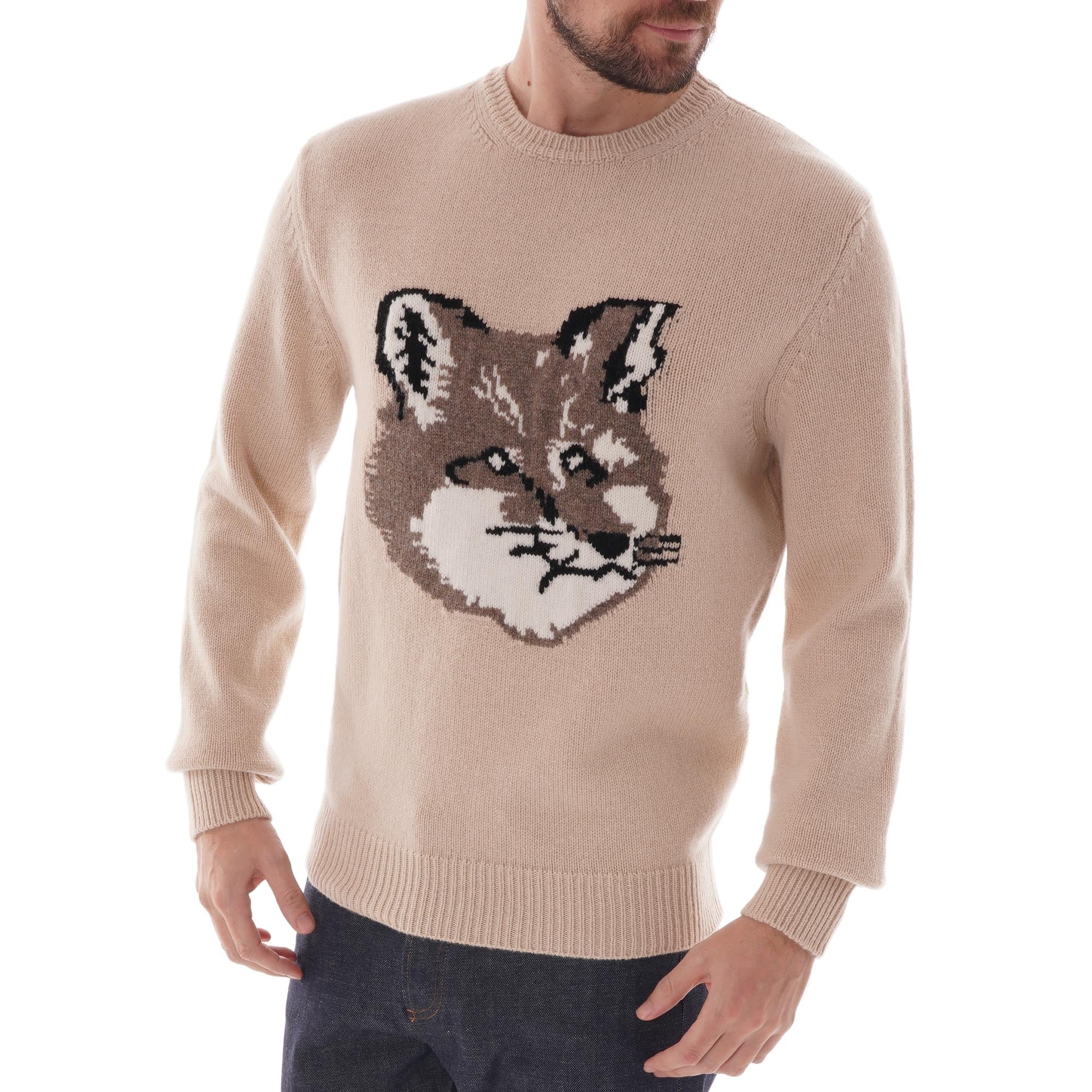 Maison Kitsune Fox Head Pullover - Ecru