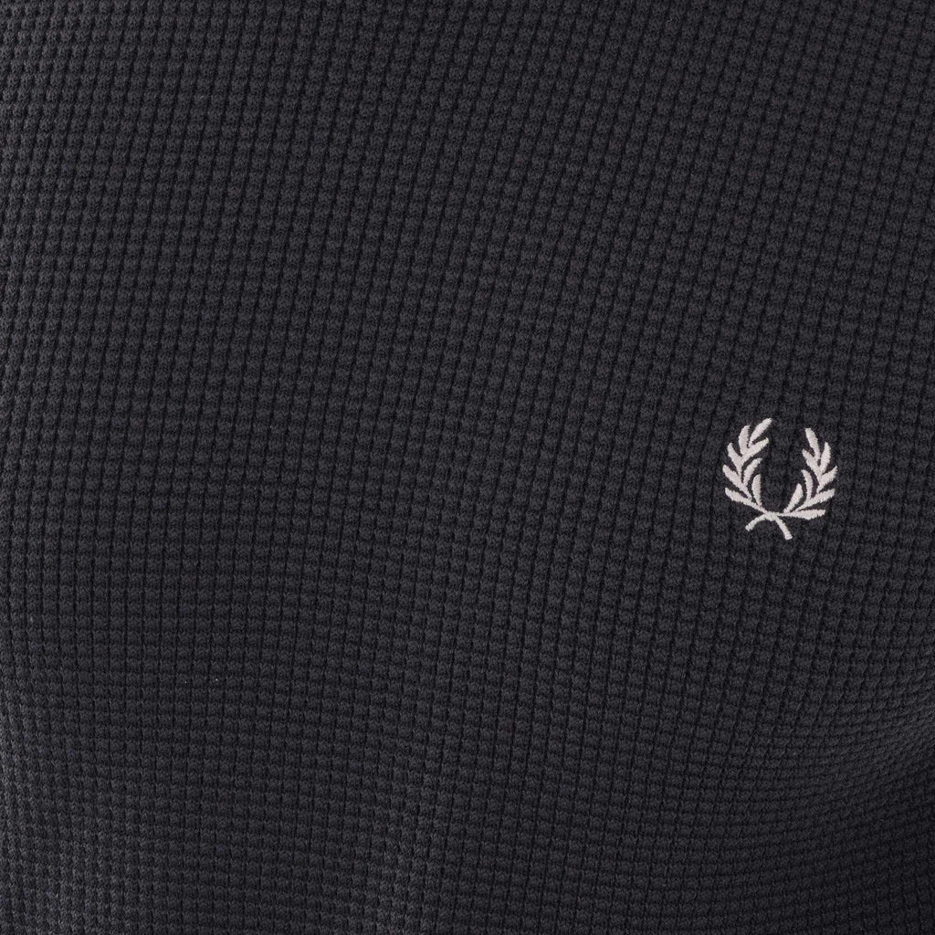 Fred Perry Waffle Texture Crew Neck Jumper - Charcoal