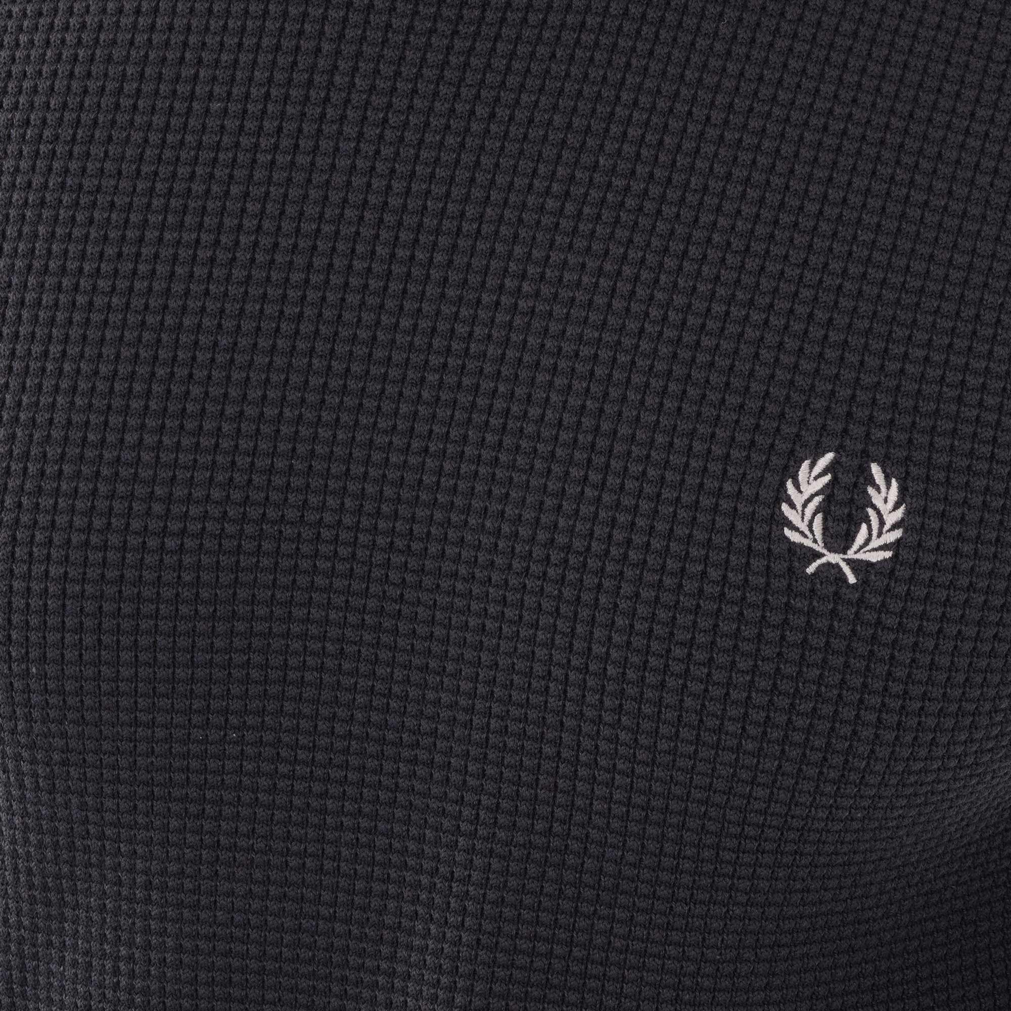 Fred Perry Waffle Texture Crew Neck Jumper - Charcoal
