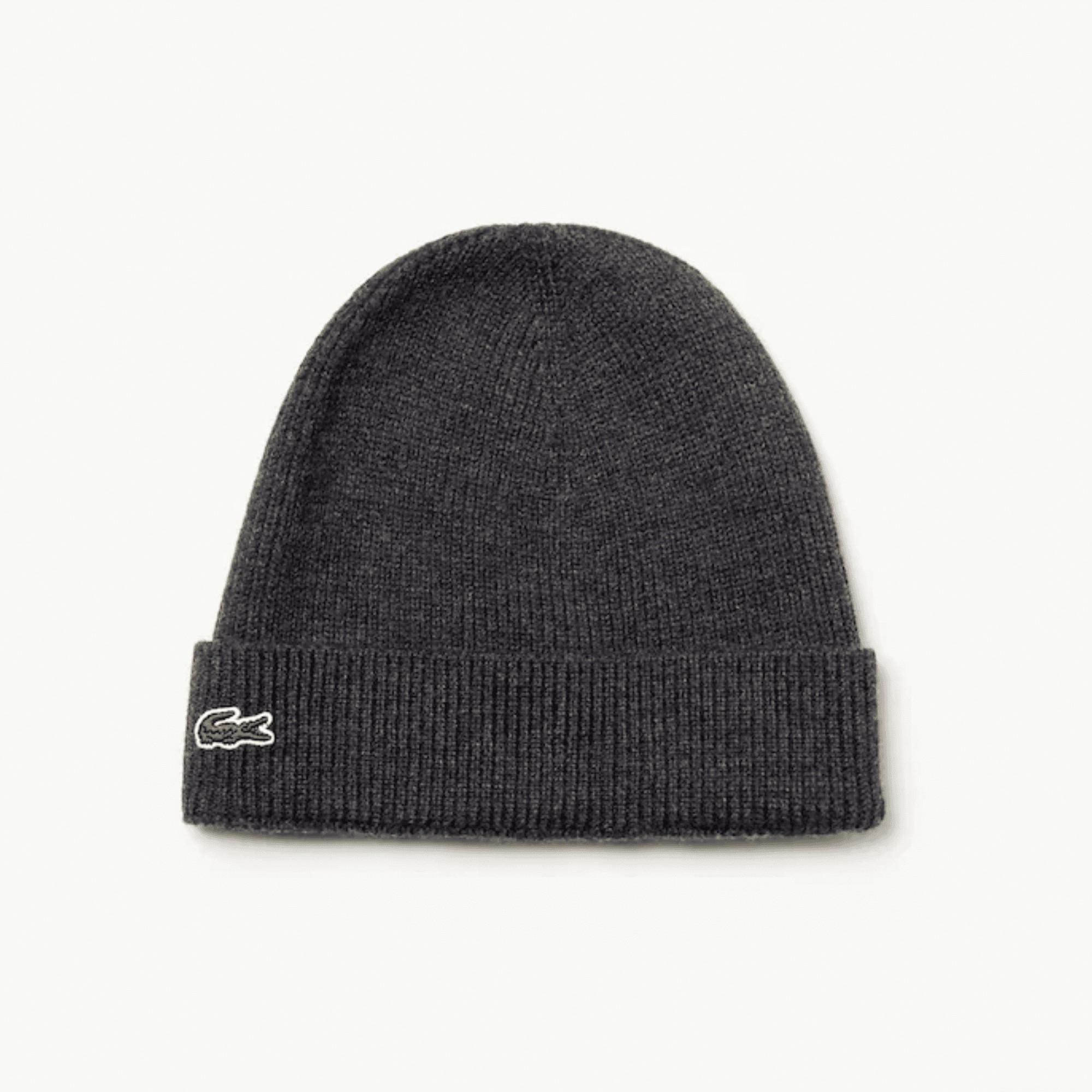 Lacoste Ribbed Wool Beanie - Grey