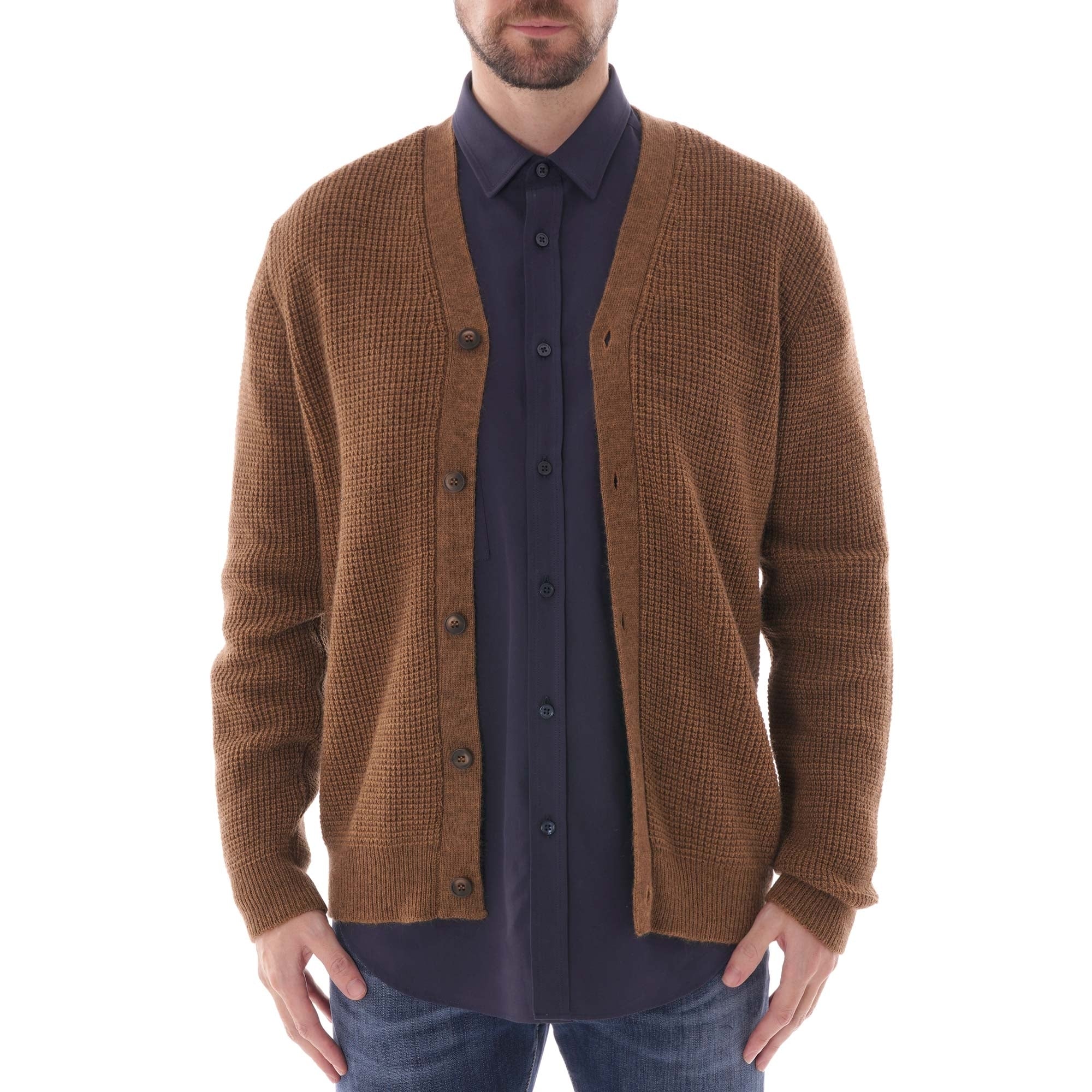 Ben Sherman Heritage Waffle Cardigan - Camel
