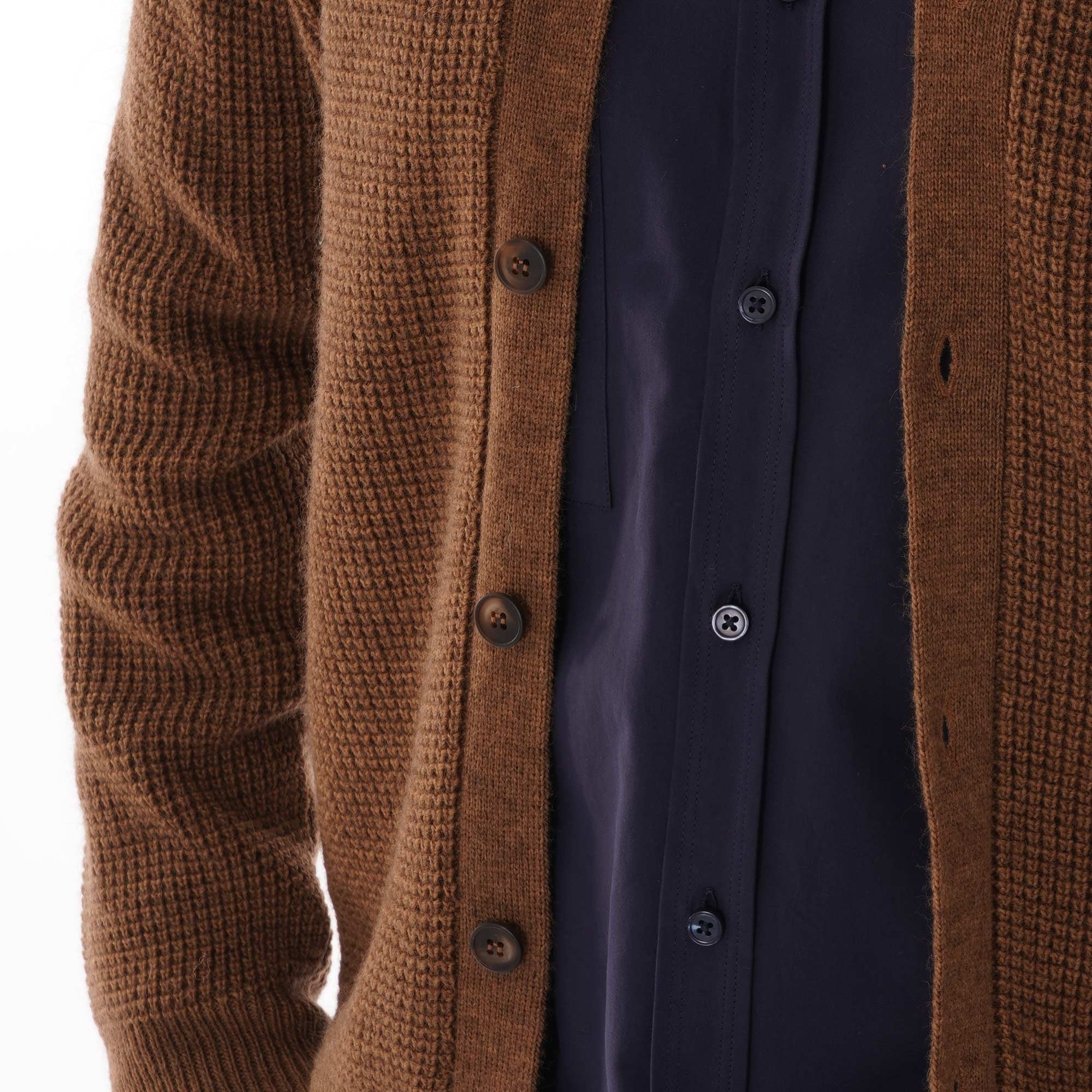 Ben Sherman Heritage Waffle Cardigan - Camel