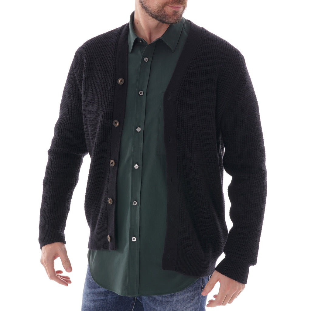 Ben Sherman Heritage Waffle Cardigan - Dark Navy