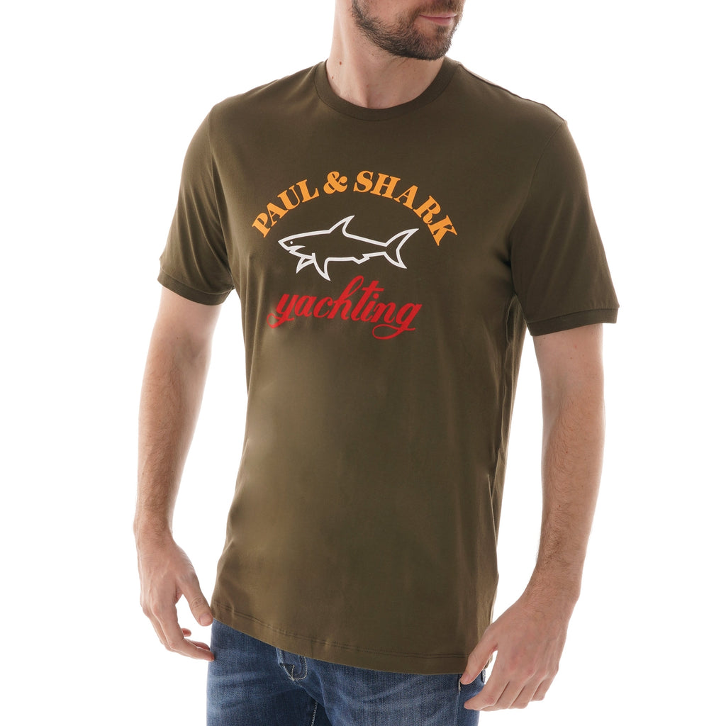 Paul and Shark Yachting Logo T-shirt - Olive