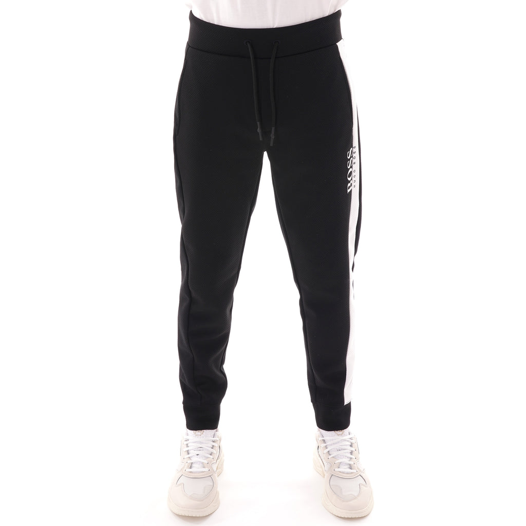 Boss Loungewear trousers in piqu  fabric with contrast panel - Black