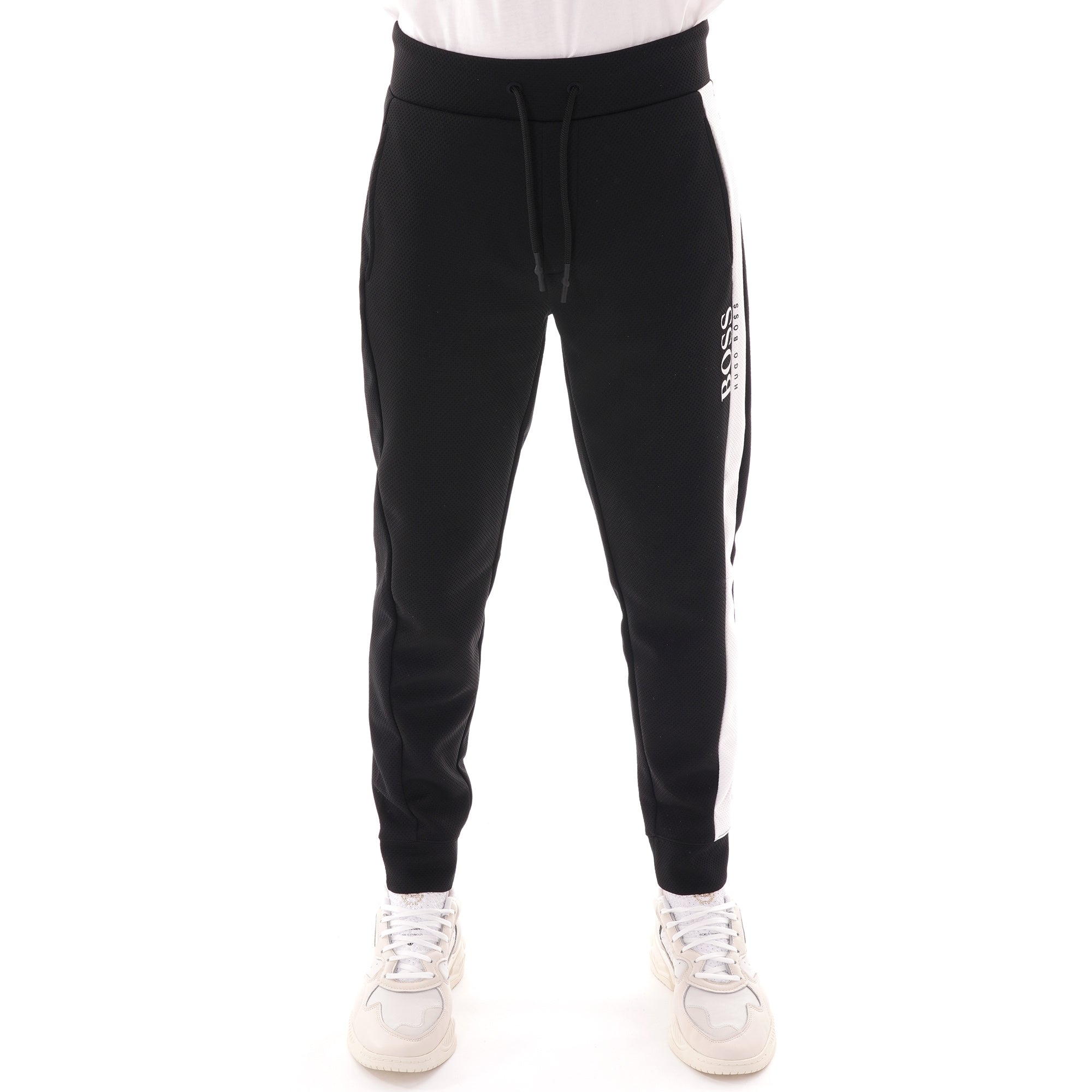 Boss Loungewear trousers in piqu  fabric with contrast panel - Black