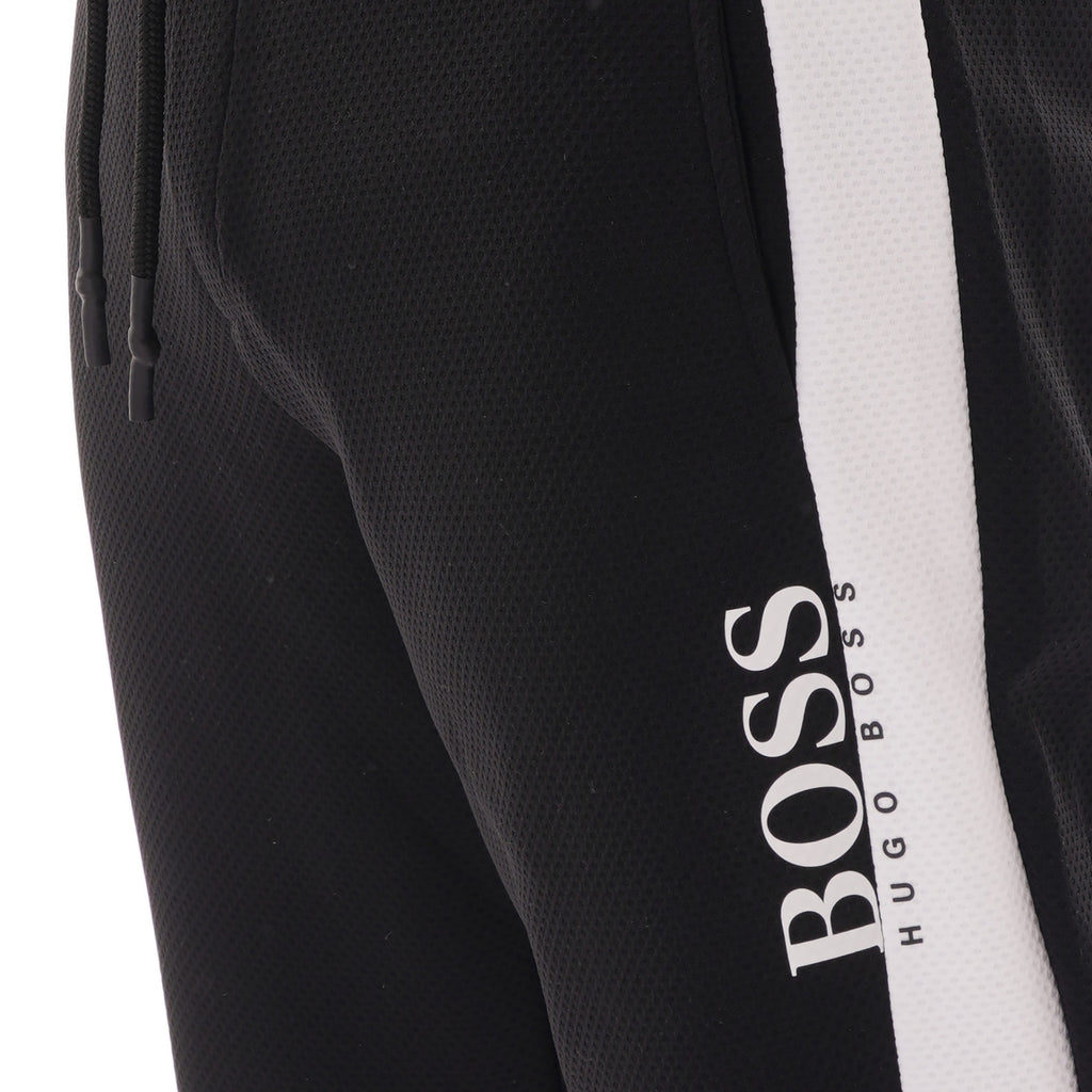 Boss Loungewear trousers in piqu  fabric with contrast panel - Black