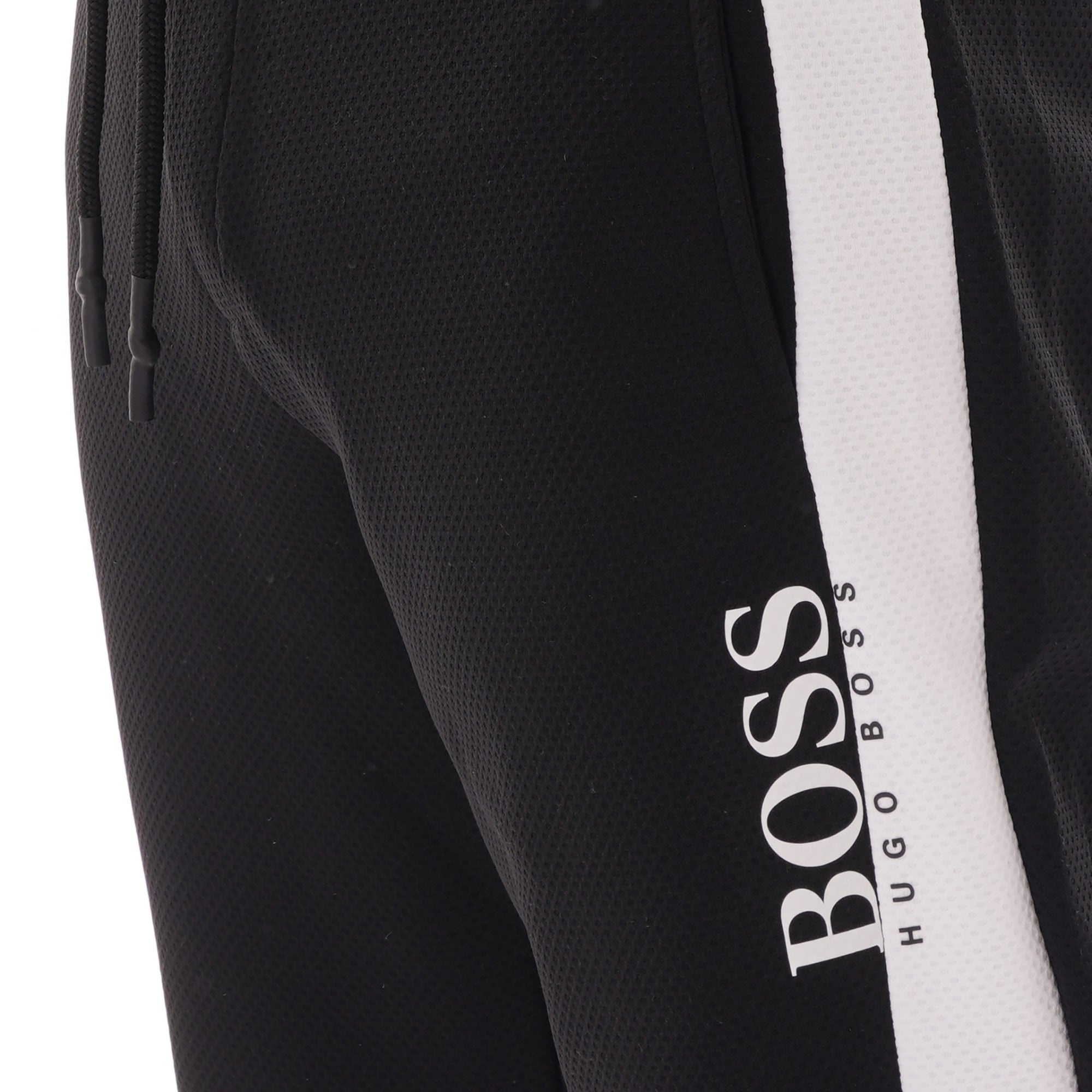 Boss Loungewear trousers in piqu  fabric with contrast panel - Black