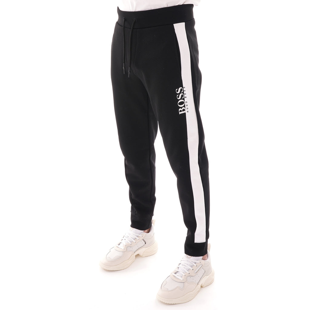 Boss Loungewear trousers in piqu  fabric with contrast panel - Black