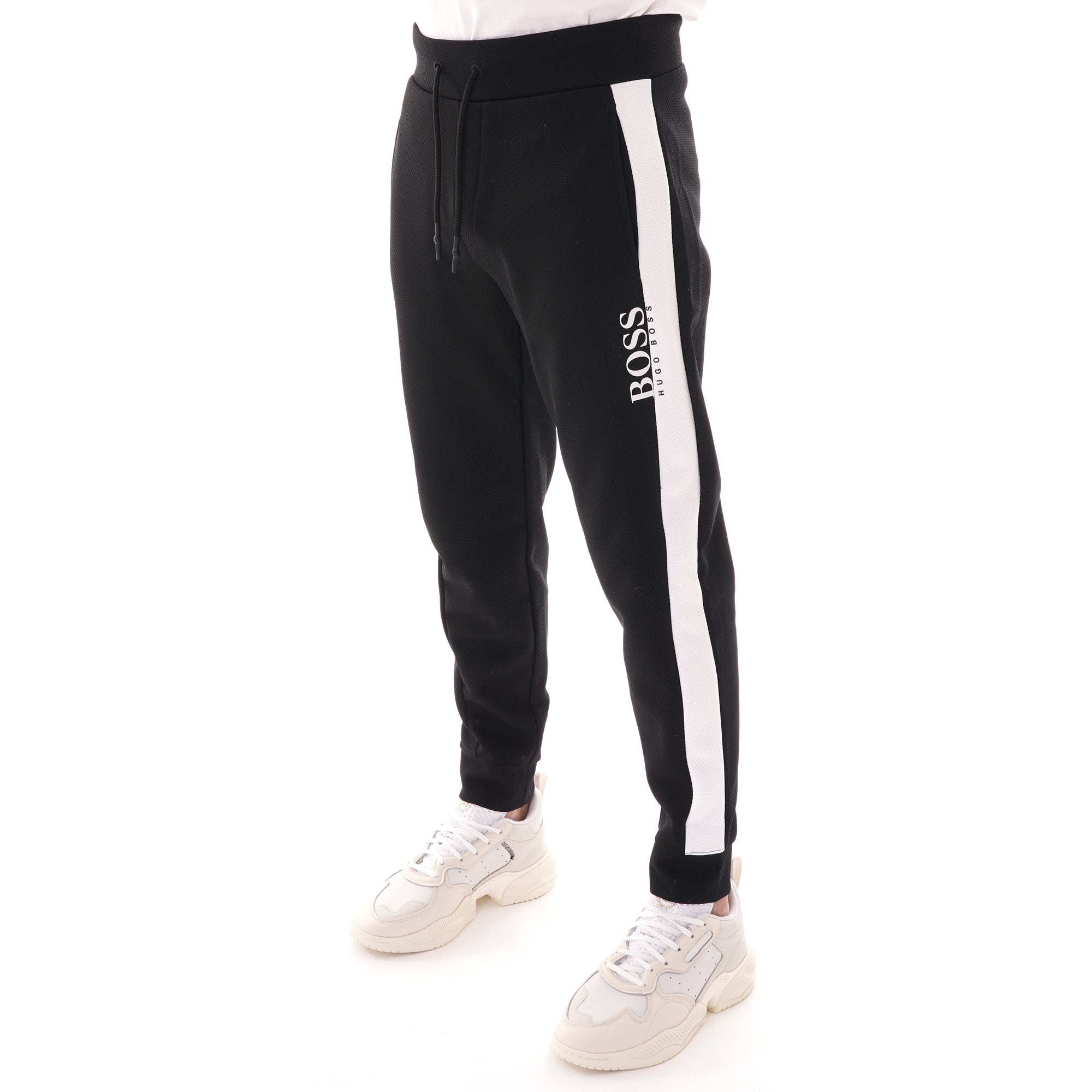 Boss Loungewear trousers in piqu  fabric with contrast panel - Black