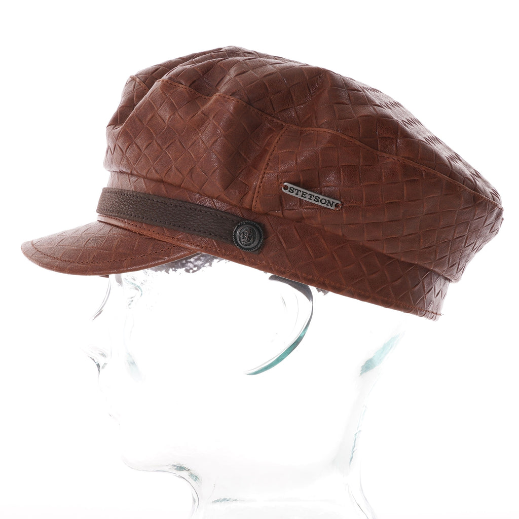 Stetson Hats Riders Leather Cap - Brown