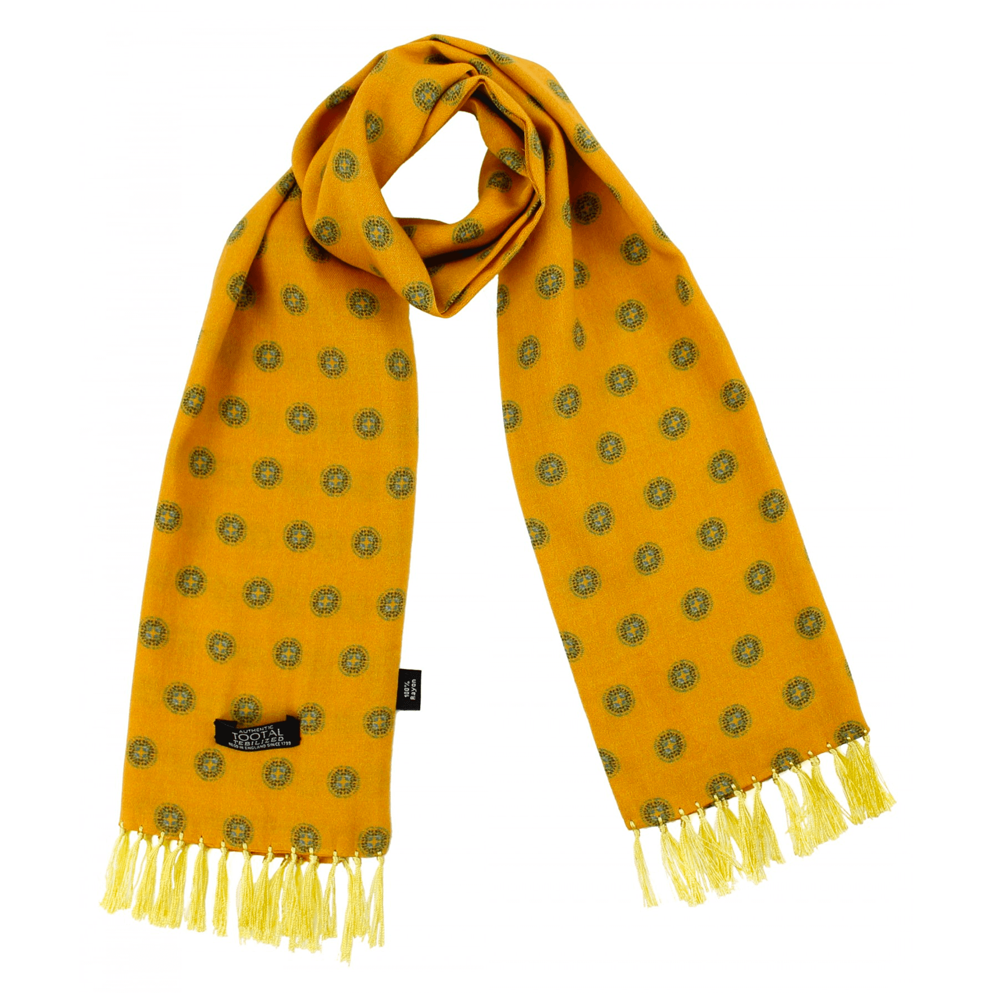 Tootal Vintage Round Motif Rayon Scarf - Gold