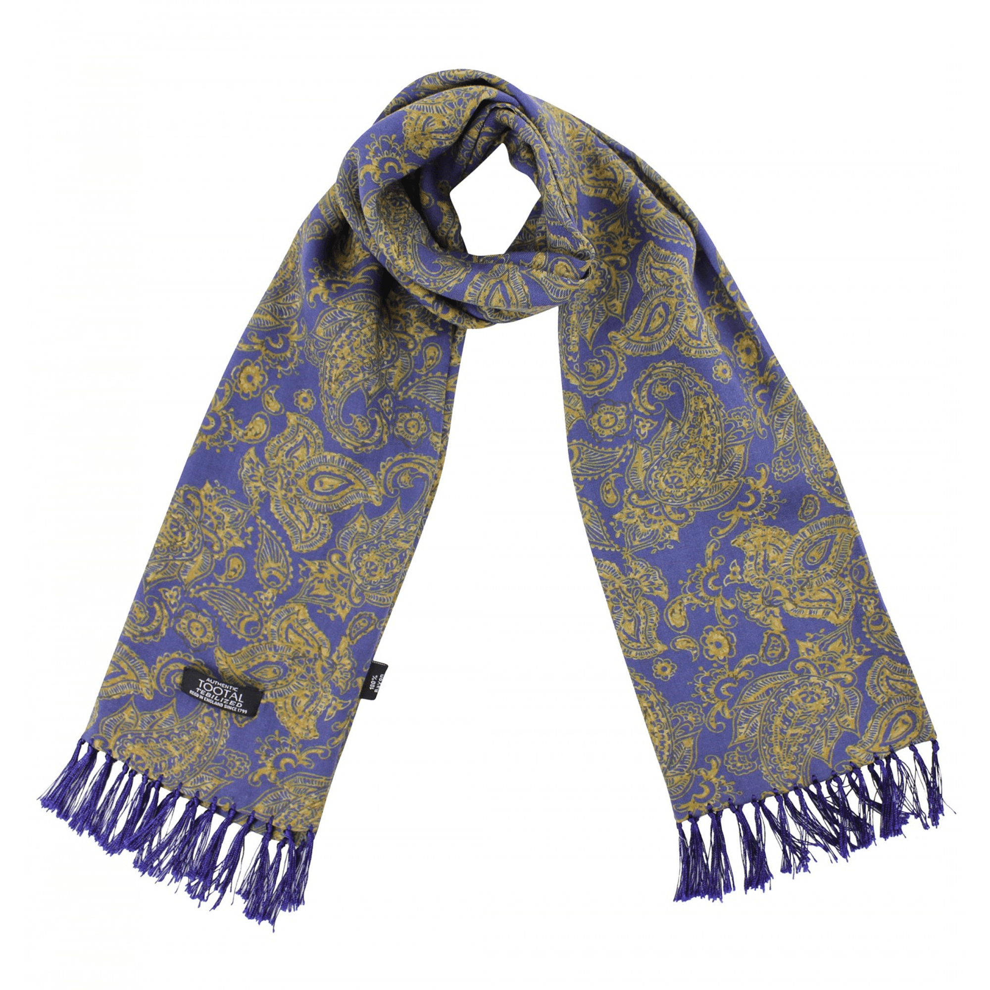 Tootal Vintage Paisley Rayon Scarf - Navy