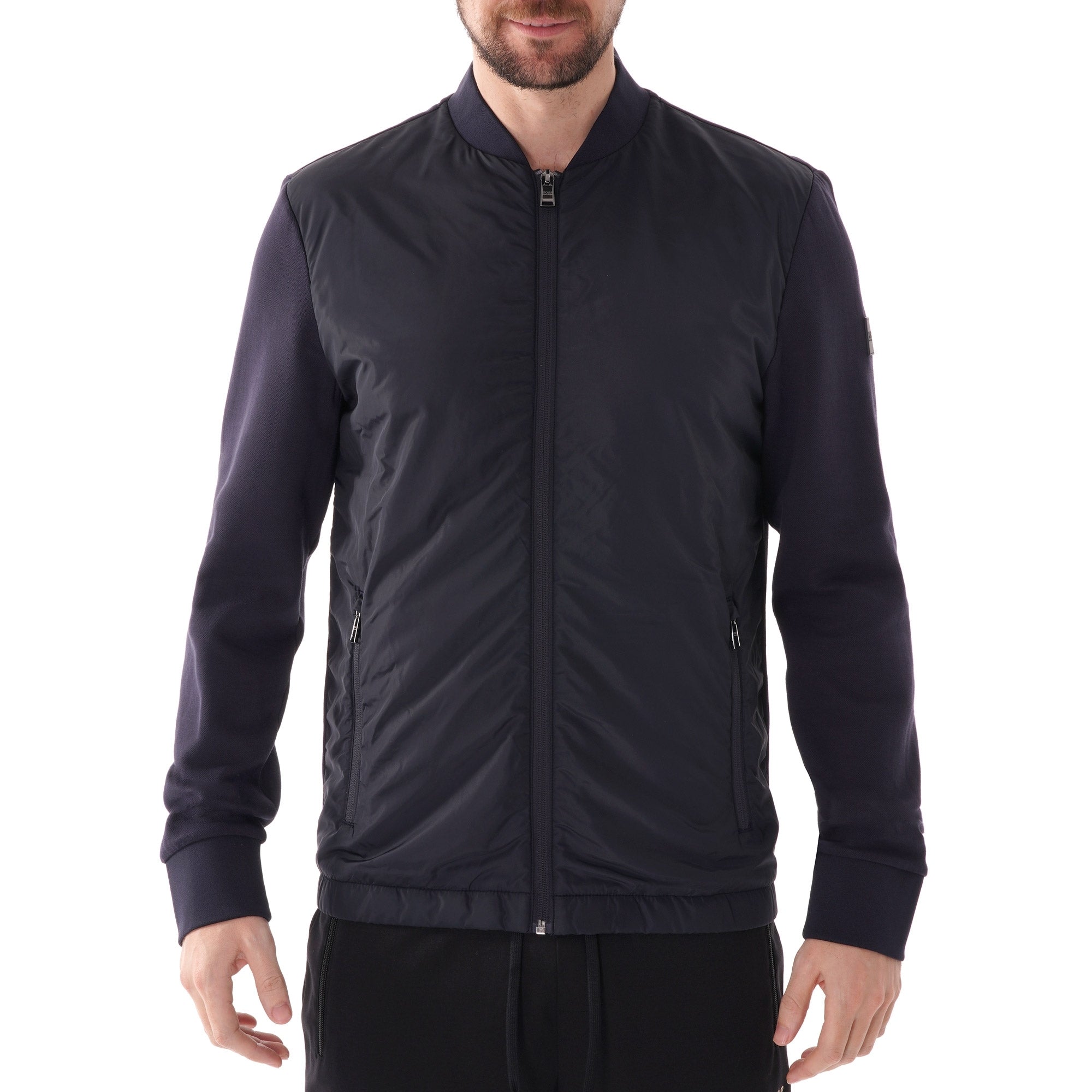 Boss Zip-through sweatshirt with padded front panel - Dark Blue