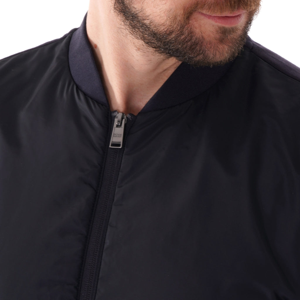 Boss Zip-through sweatshirt with padded front panel - Dark Blue