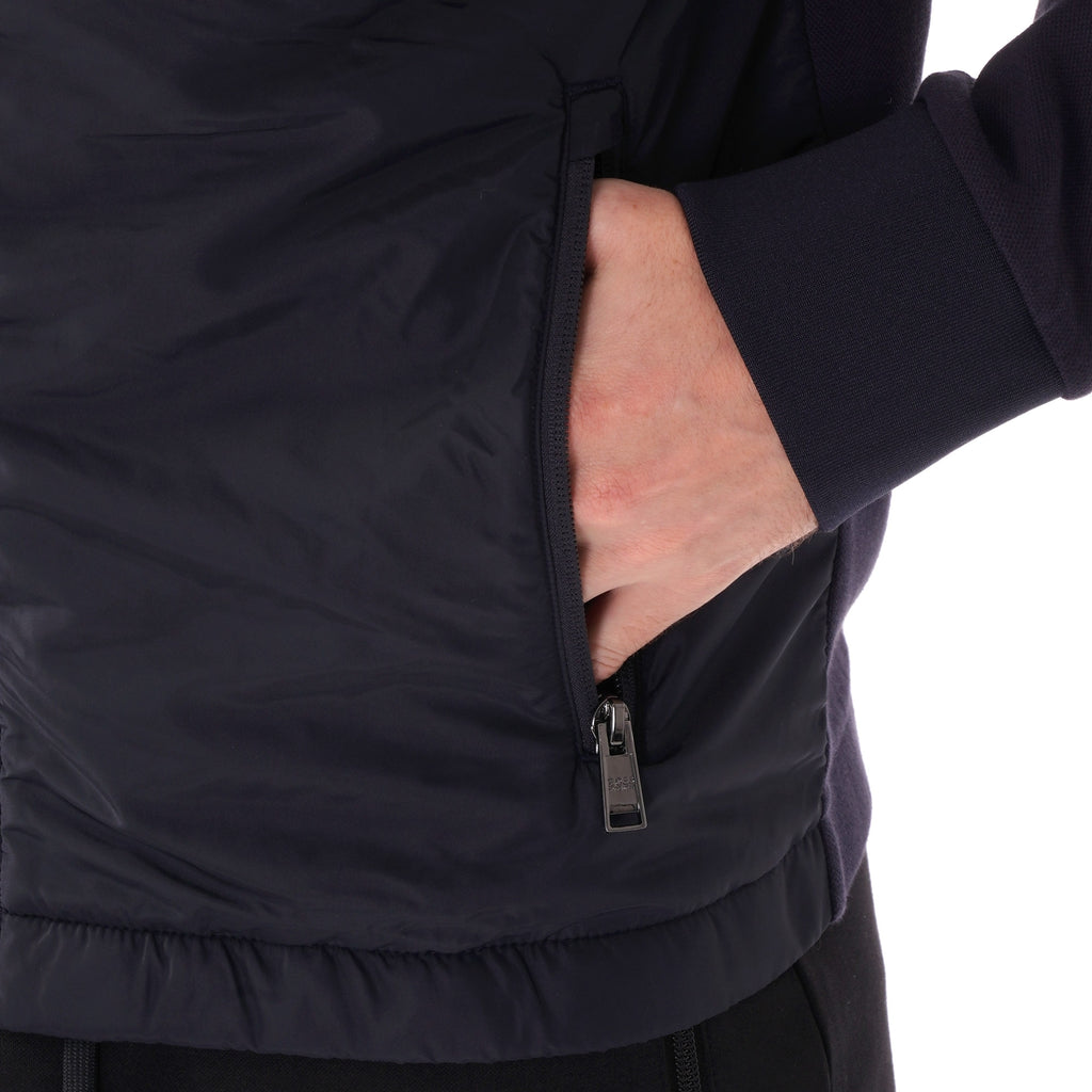 Boss Zip-through sweatshirt with padded front panel - Dark Blue