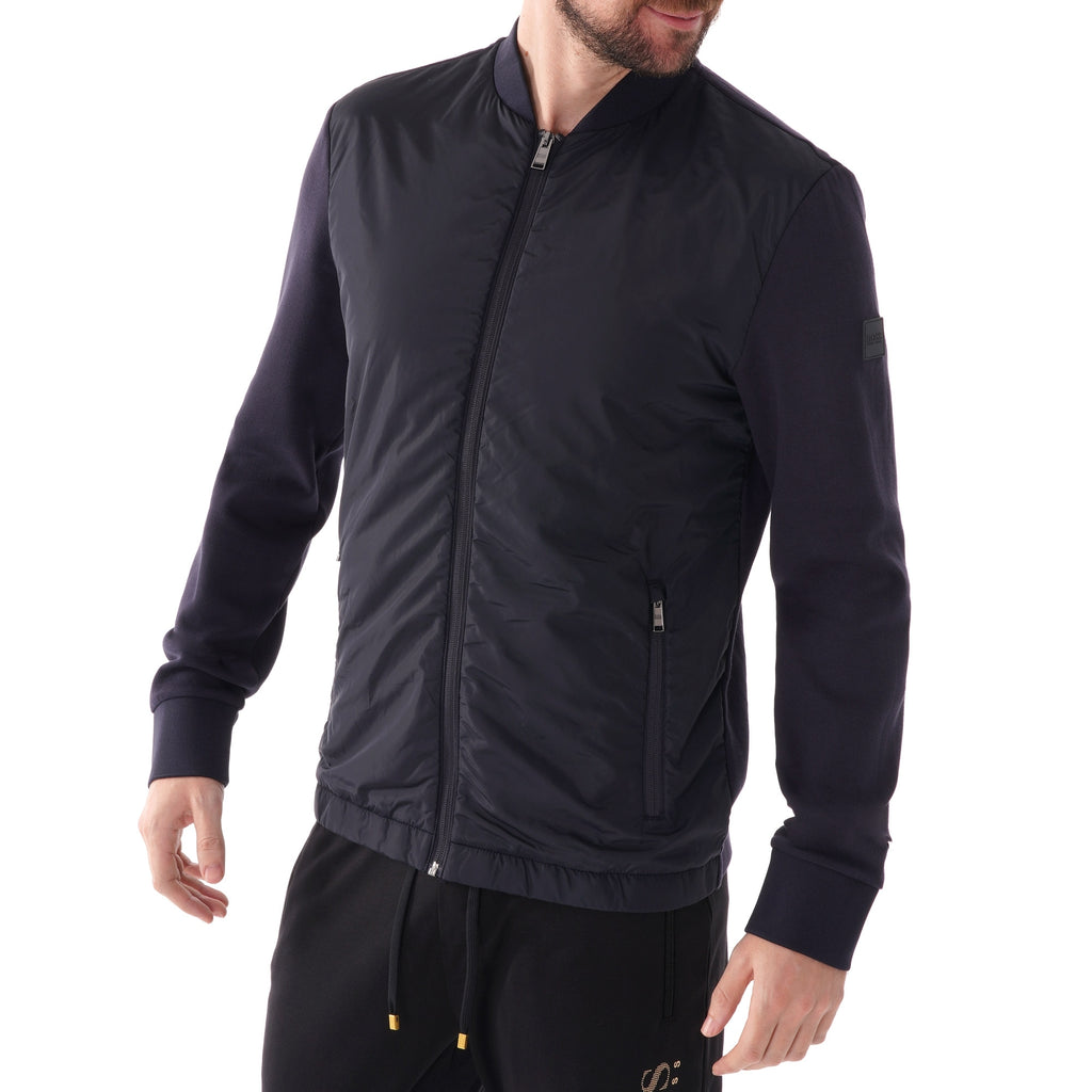 Boss Zip-through sweatshirt with padded front panel - Dark Blue