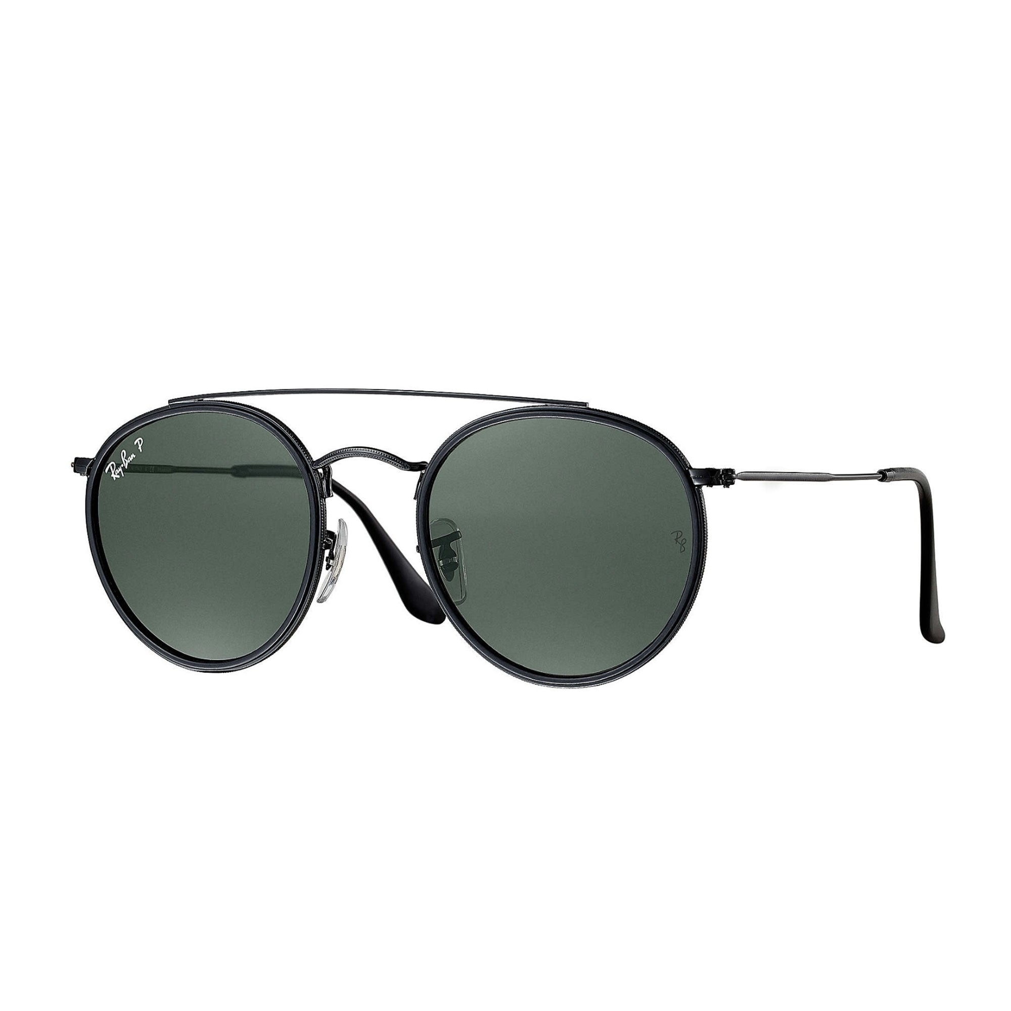 Round Double Bridge Sunglasses - Black