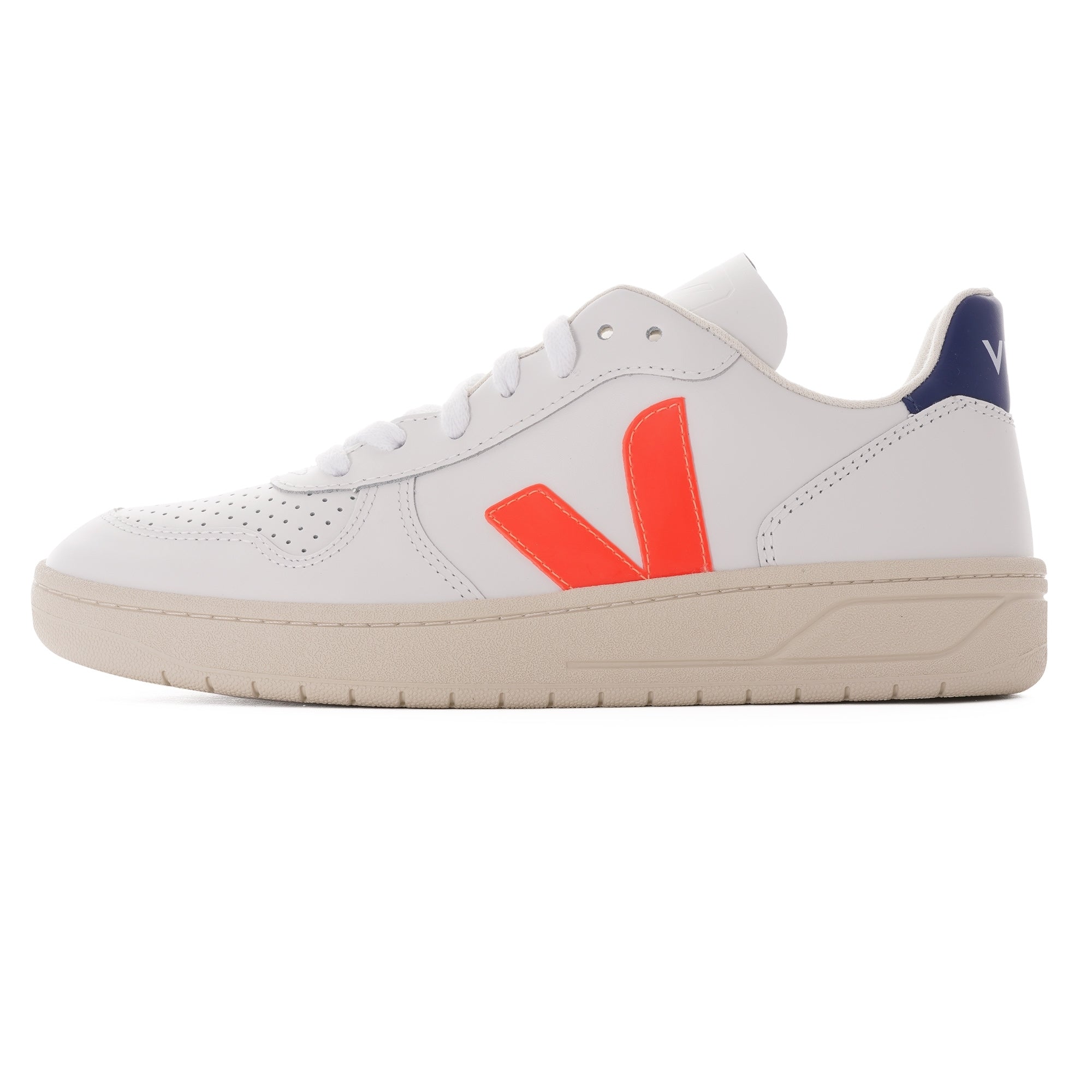 Veja V-10 Leather Womens - White & Orange