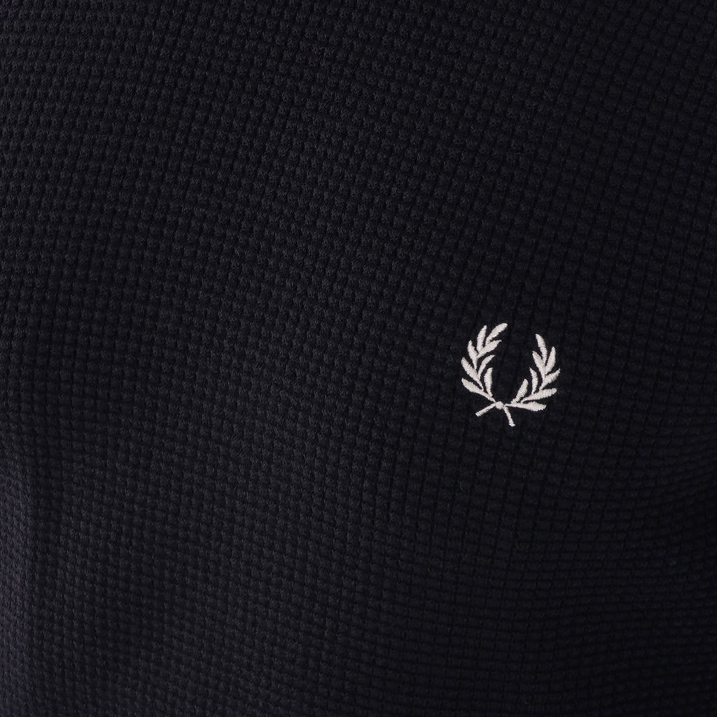 Fred Perry Waffle Texture Crew Neck Jumper - Navy