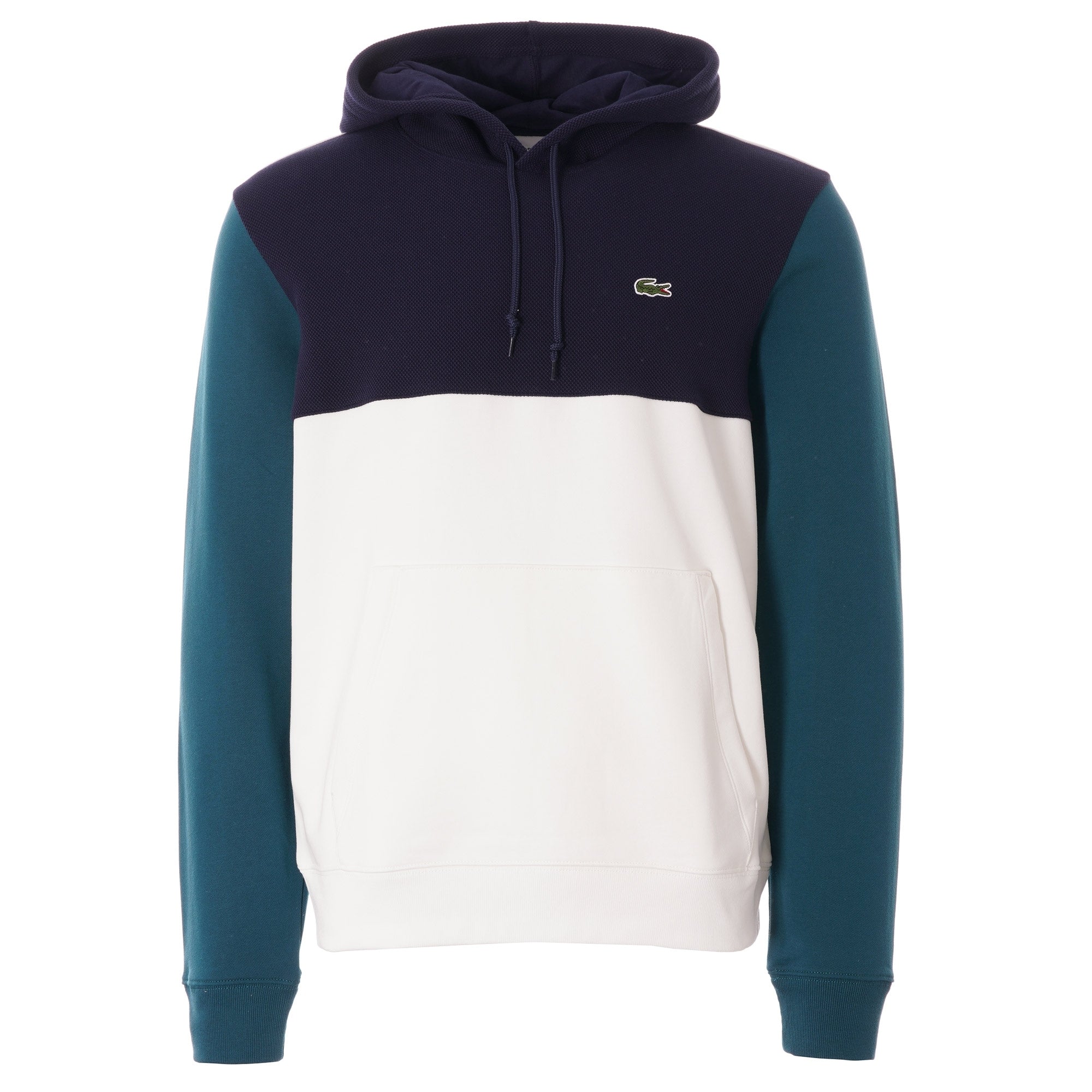 Lacoste Colourblock Hooded Sweatshirt - Flour/Navy