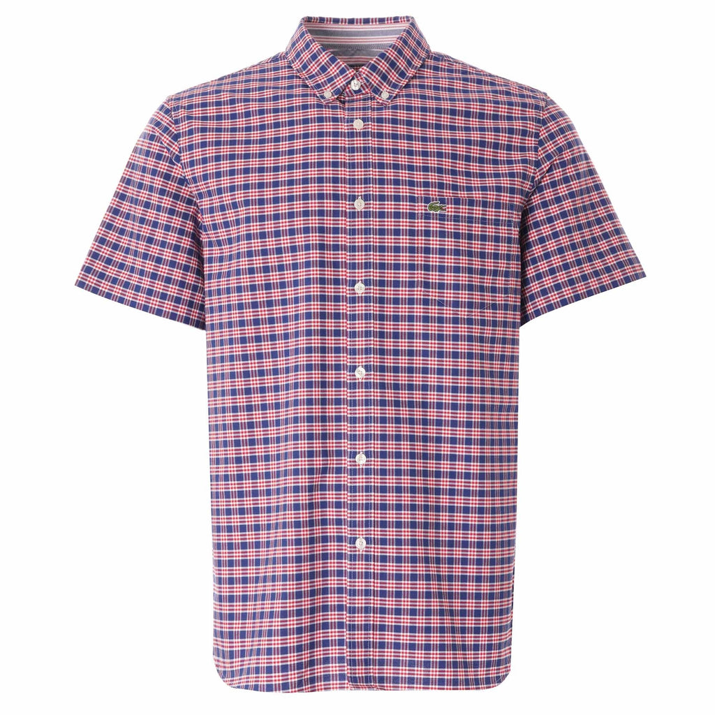 Lacoste Regular Fit Check Cotton Shirt - Red/Blue
