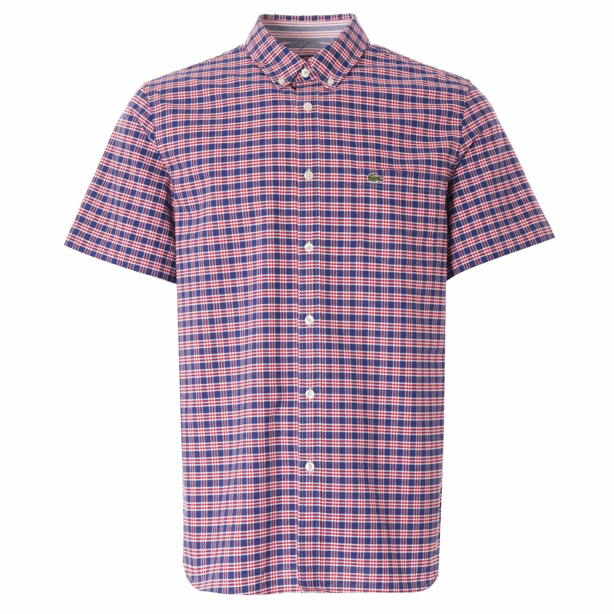 Lacoste Regular Fit Check Cotton Shirt - Red/Blue