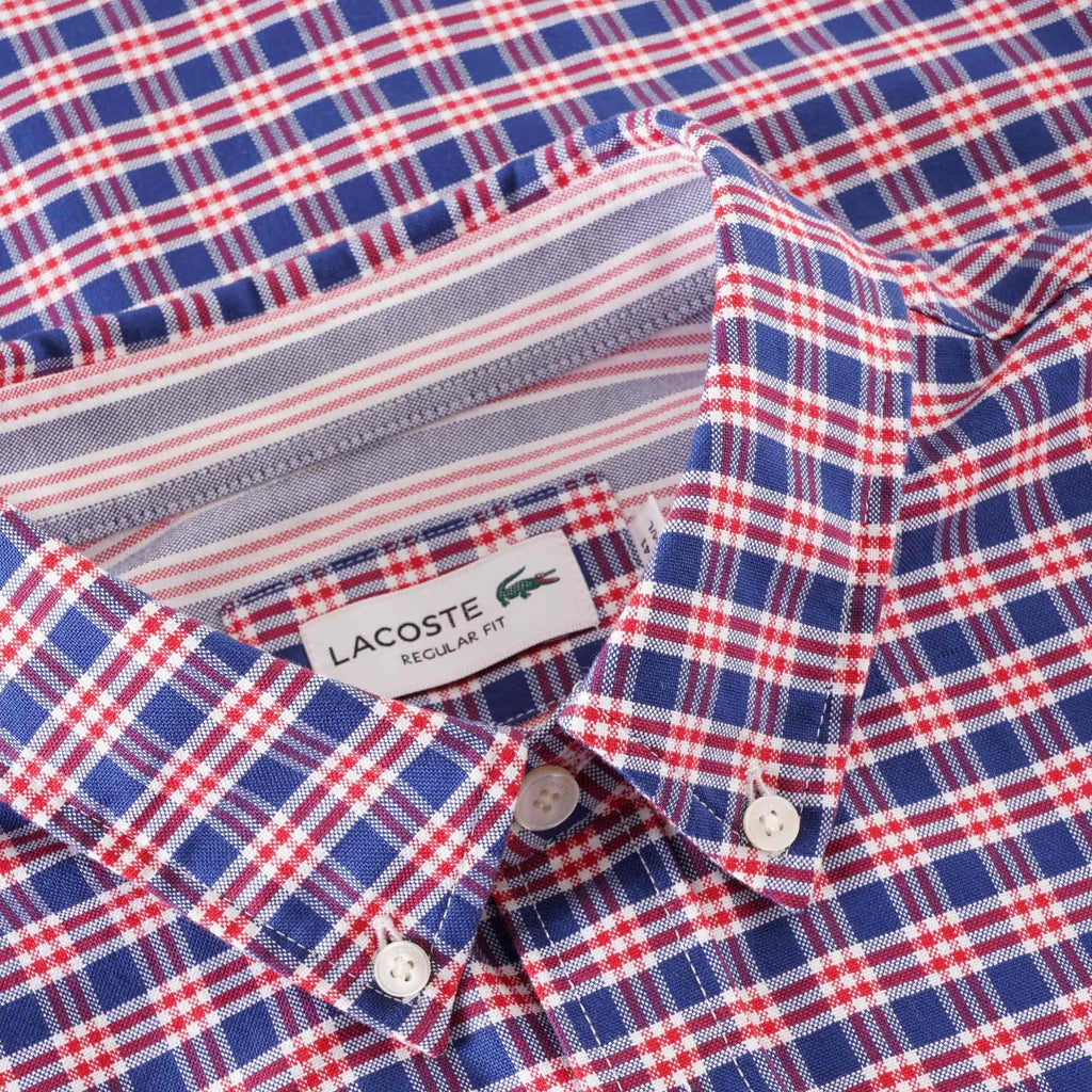 Lacoste Regular Fit Check Cotton Shirt - Red/Blue