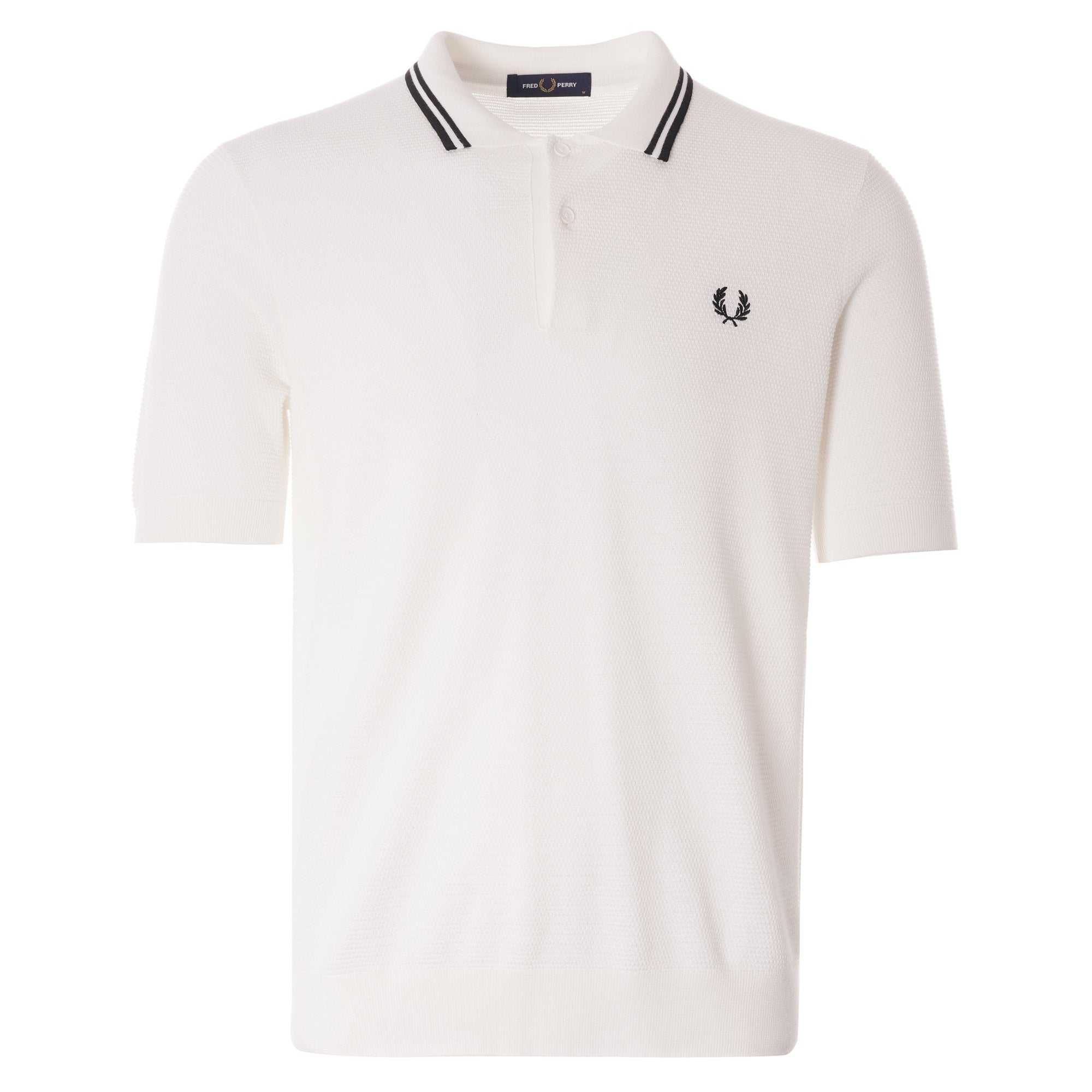 Fred Perry Textured Knitted Polo Shirt - White