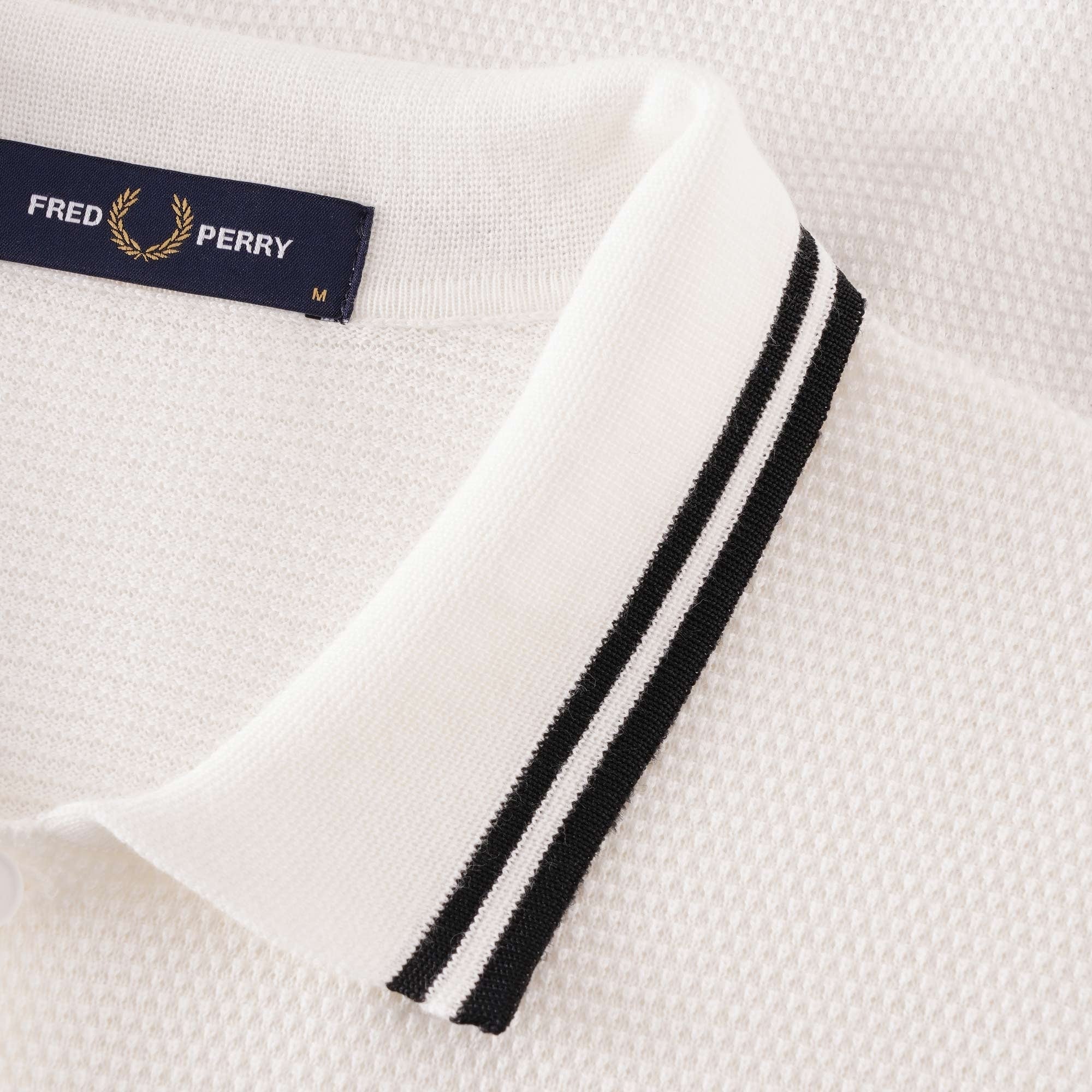 Fred Perry Textured Knitted Polo Shirt - White