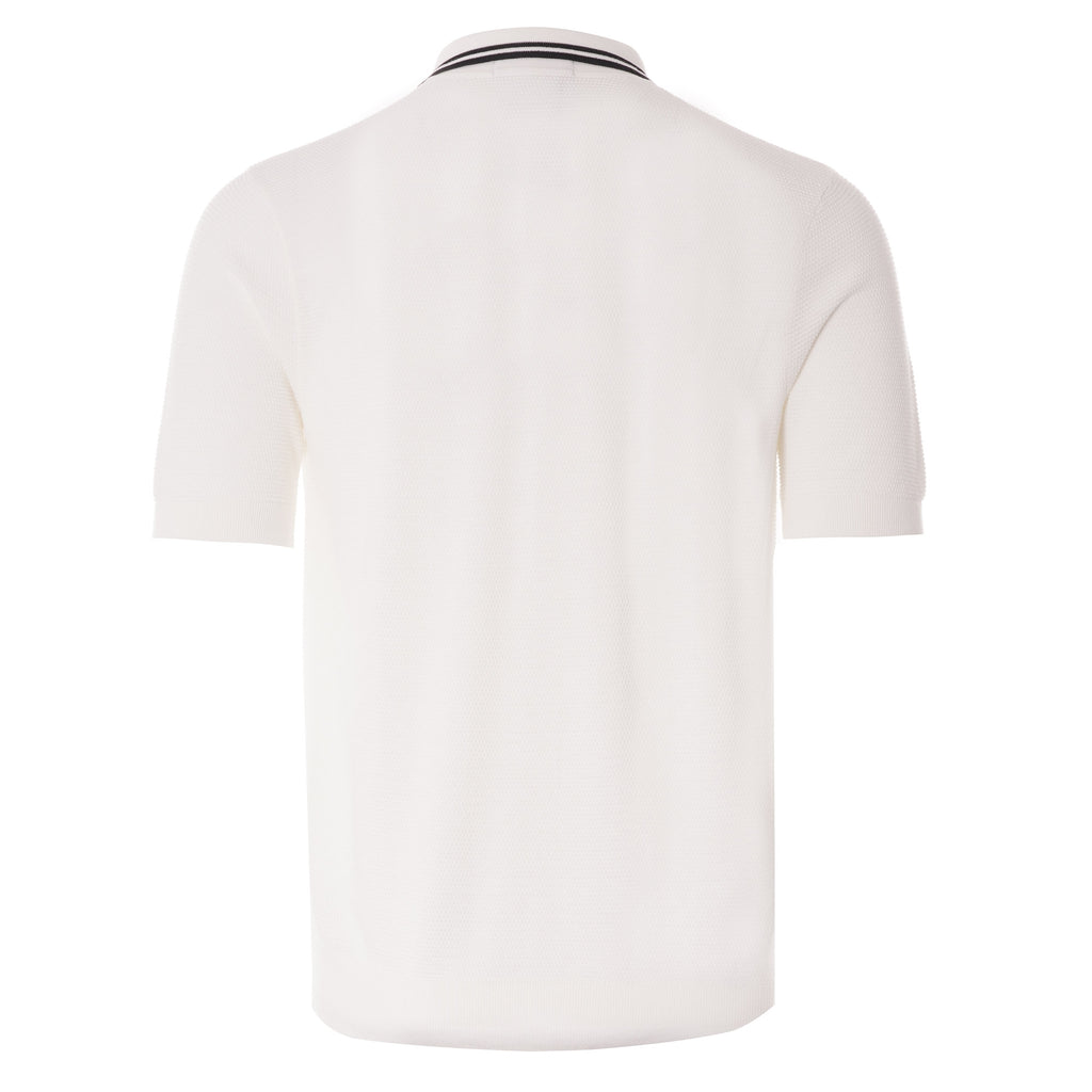 Fred Perry Textured Knitted Polo Shirt - White