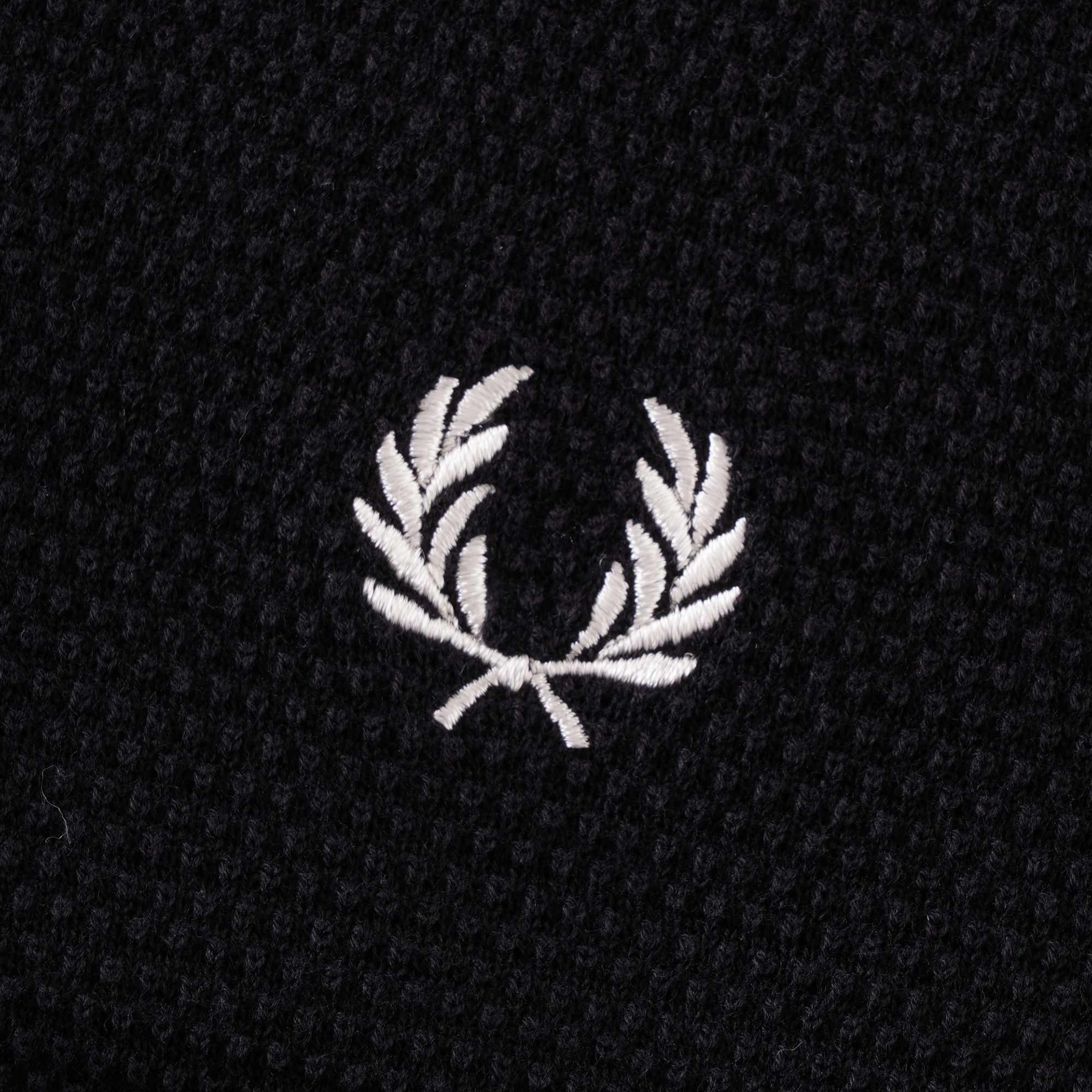Fred Perry Textured Knitted Polo Shirt  - Black