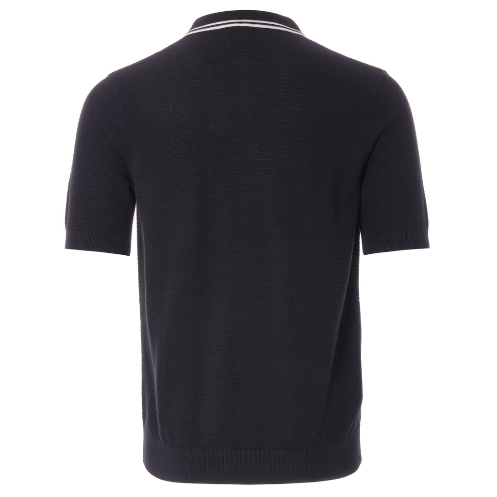 Fred Perry Textured Knitted Polo Shirt  - Black