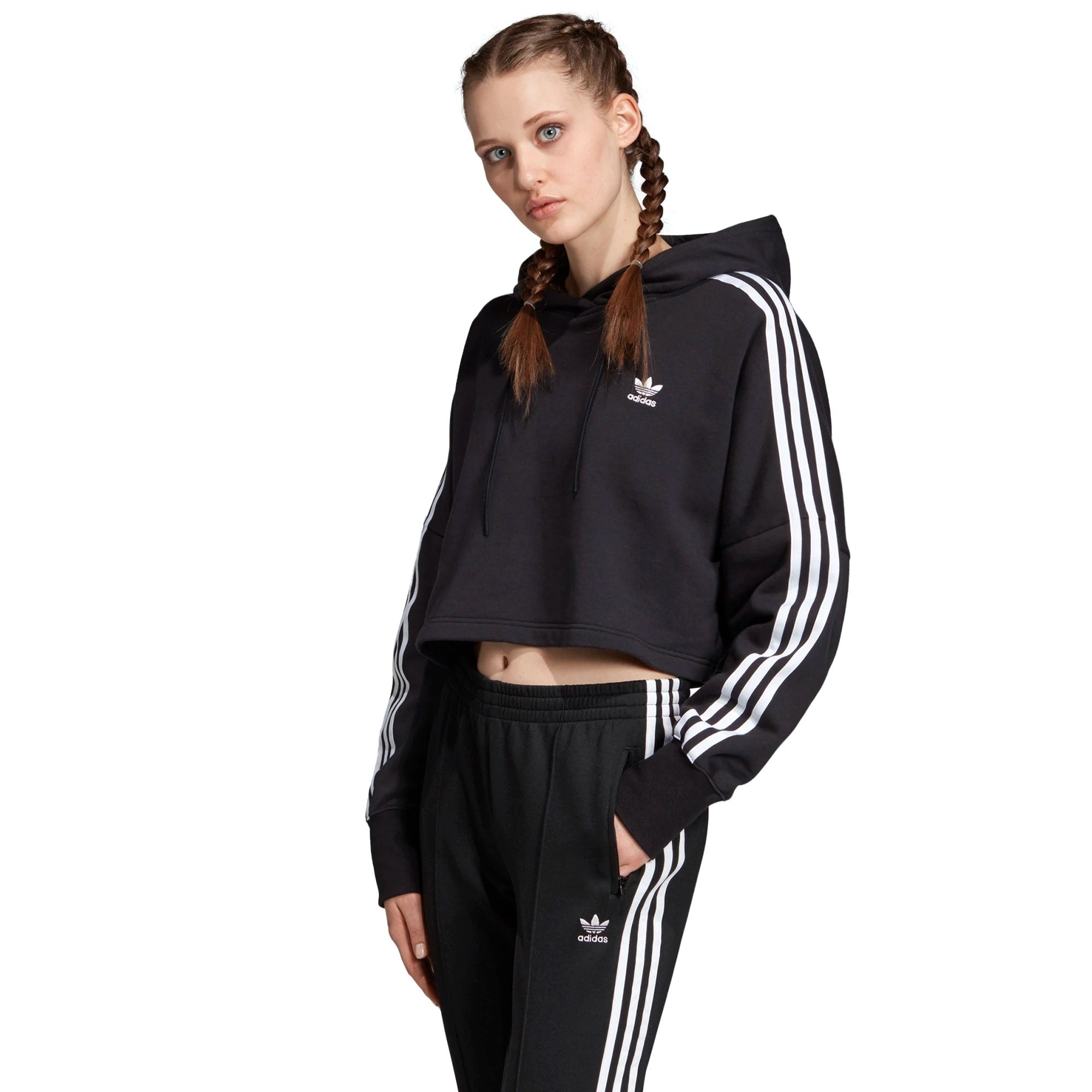 Adidas Originals Womens Adidas Cropped Hoodie - Black