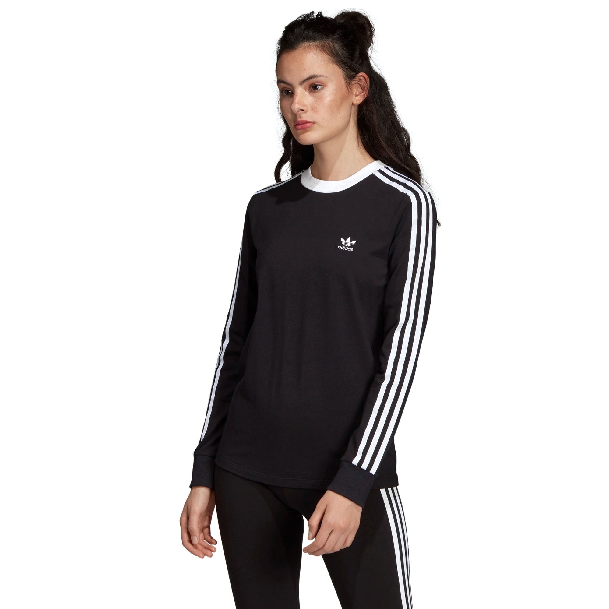 Adidas Originals Womens 3-Stripe Long Sleeve Top - Black