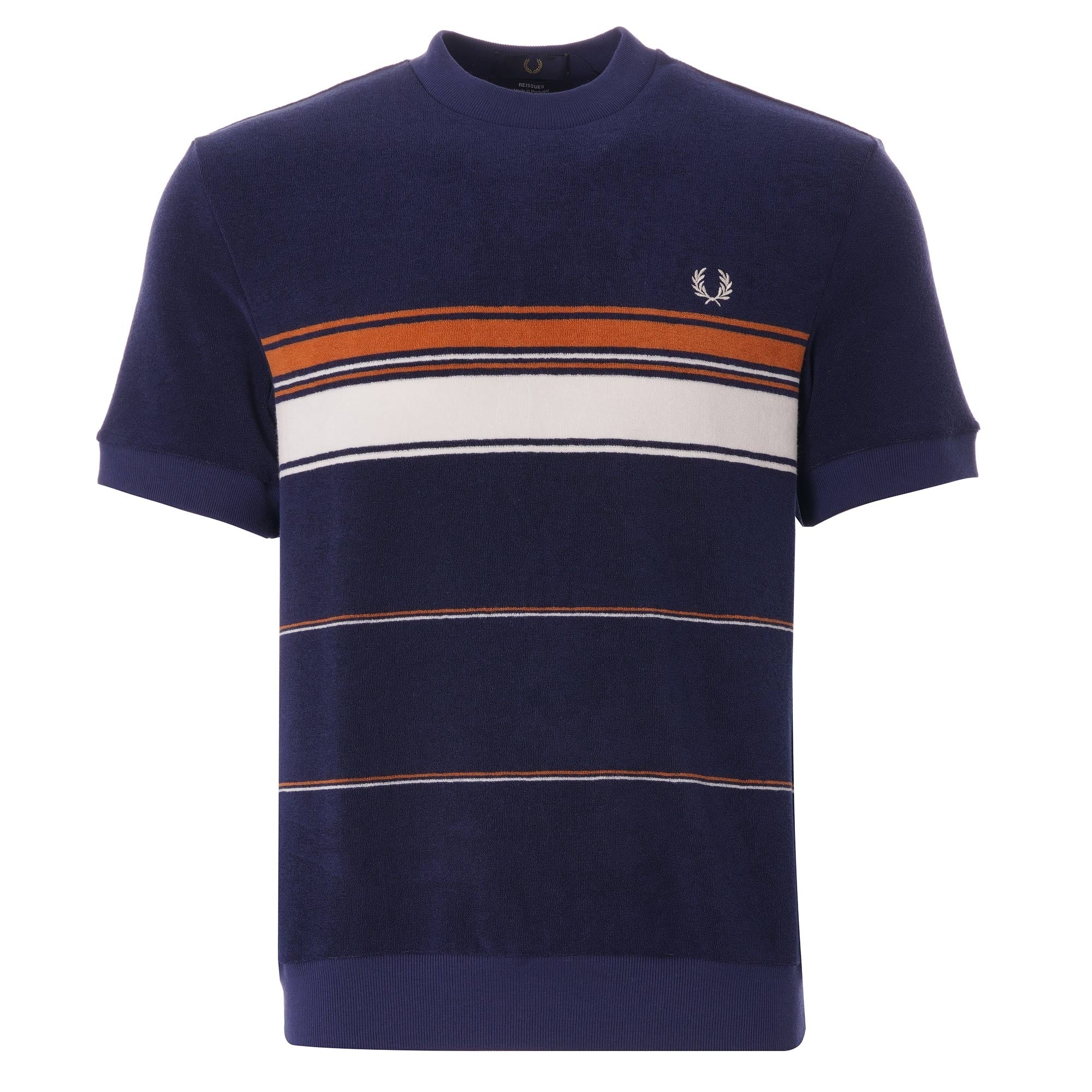 Fred Perry Reissues Striped Towelling T-Shirt - French Navy